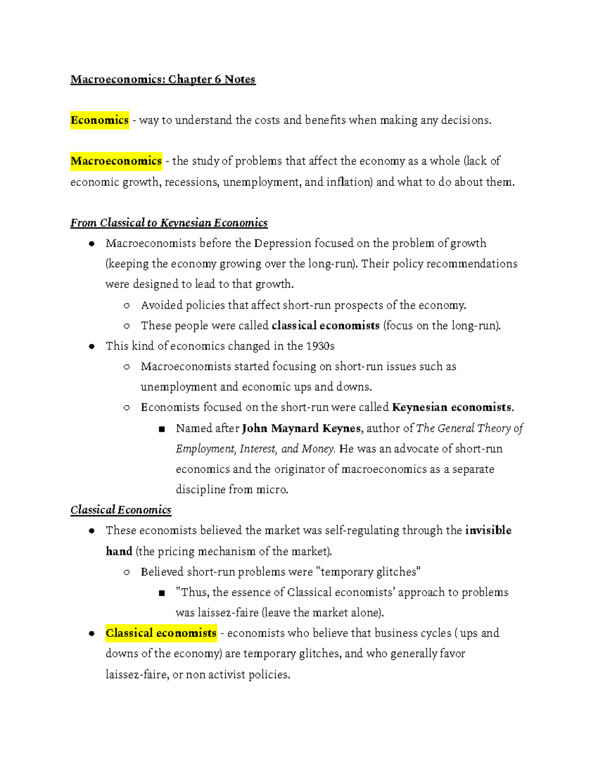 Macro Chapter 6 Notes Macroeconomics Chapter 6 Notes Economics Way