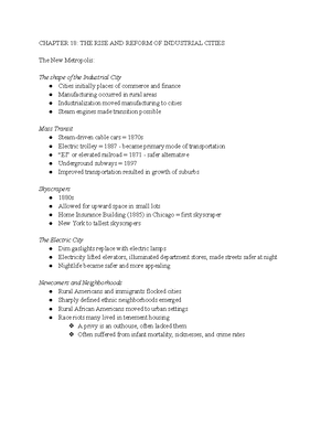 CHAP. 20 HIST 251 - Chapter 20 Lecture Notes Of HIST 251. - CHAPTER 20 ...