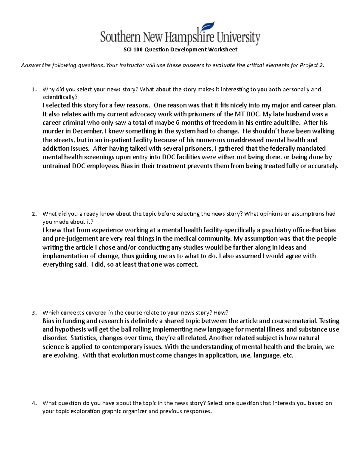 2 3 Project 1 Topic Exploration Graphic Organizer SCI100 SNHU 