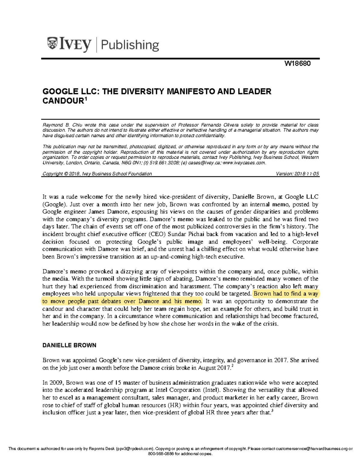 google diversity case study