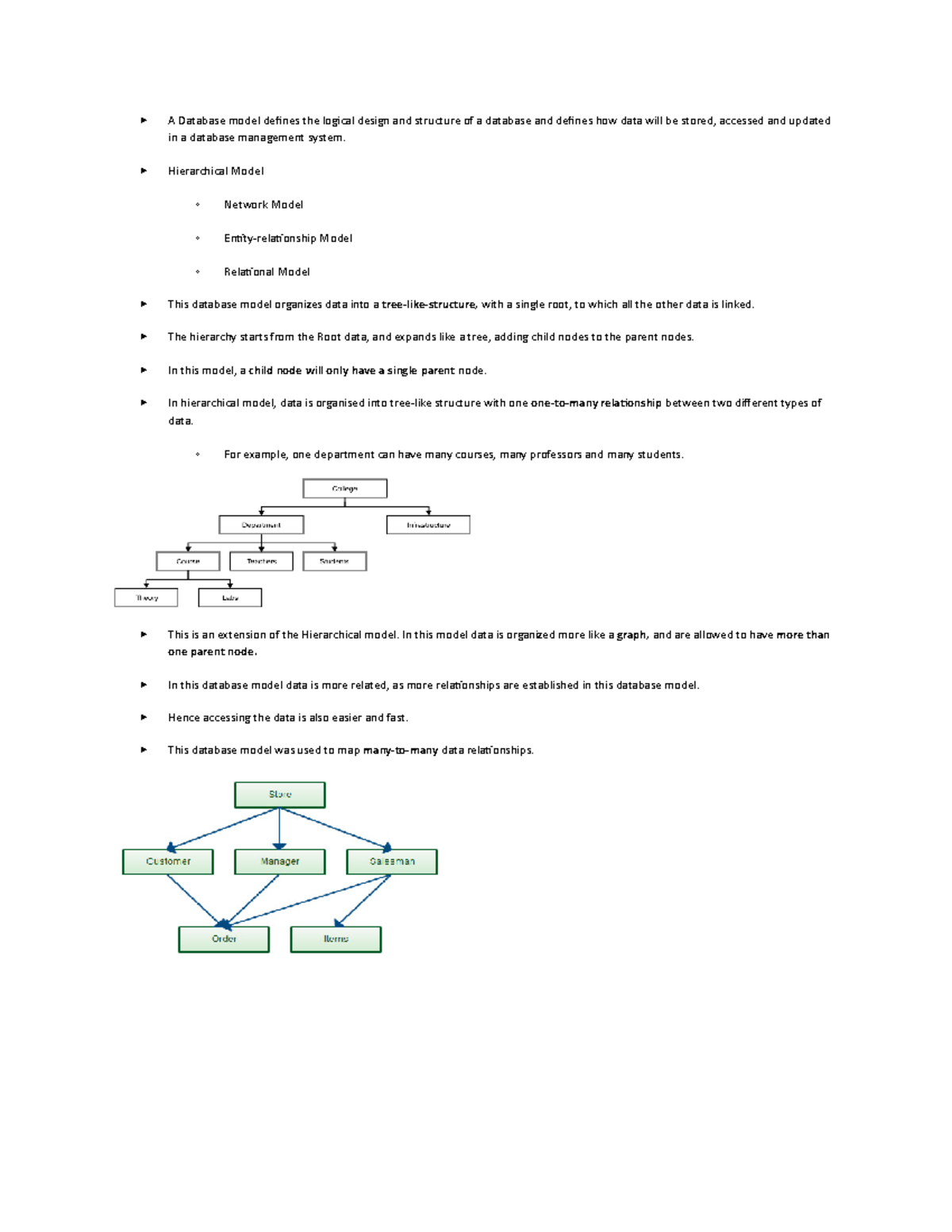 Dbms 1 - Dbms - A Database model defines the logical design and ...