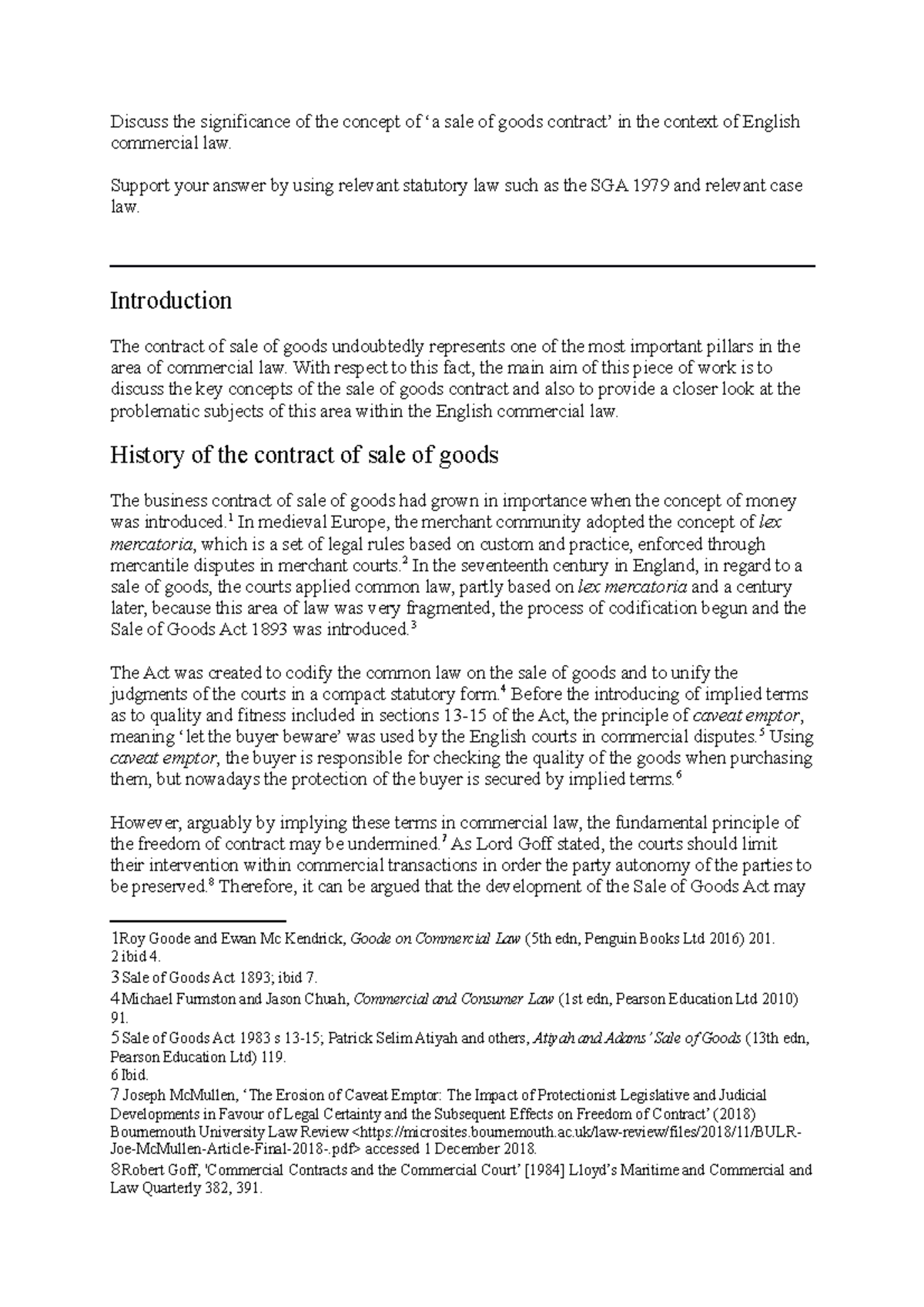 Coursework Commercial Law 2019 Discuss the significance of the