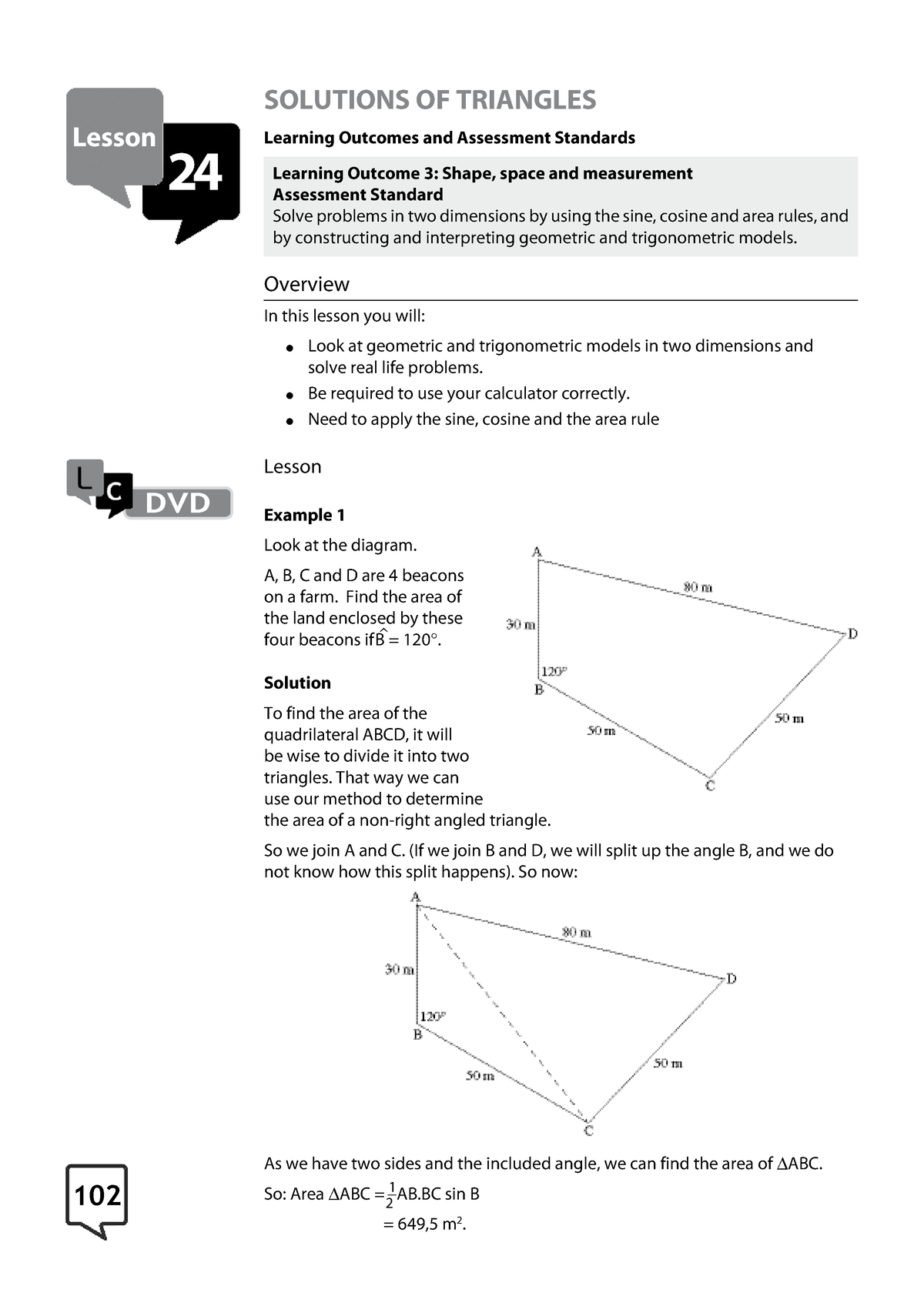 GR11 - Application of Area Rule - 102 SOLUTIONS OF TRIANGLES Learning ...