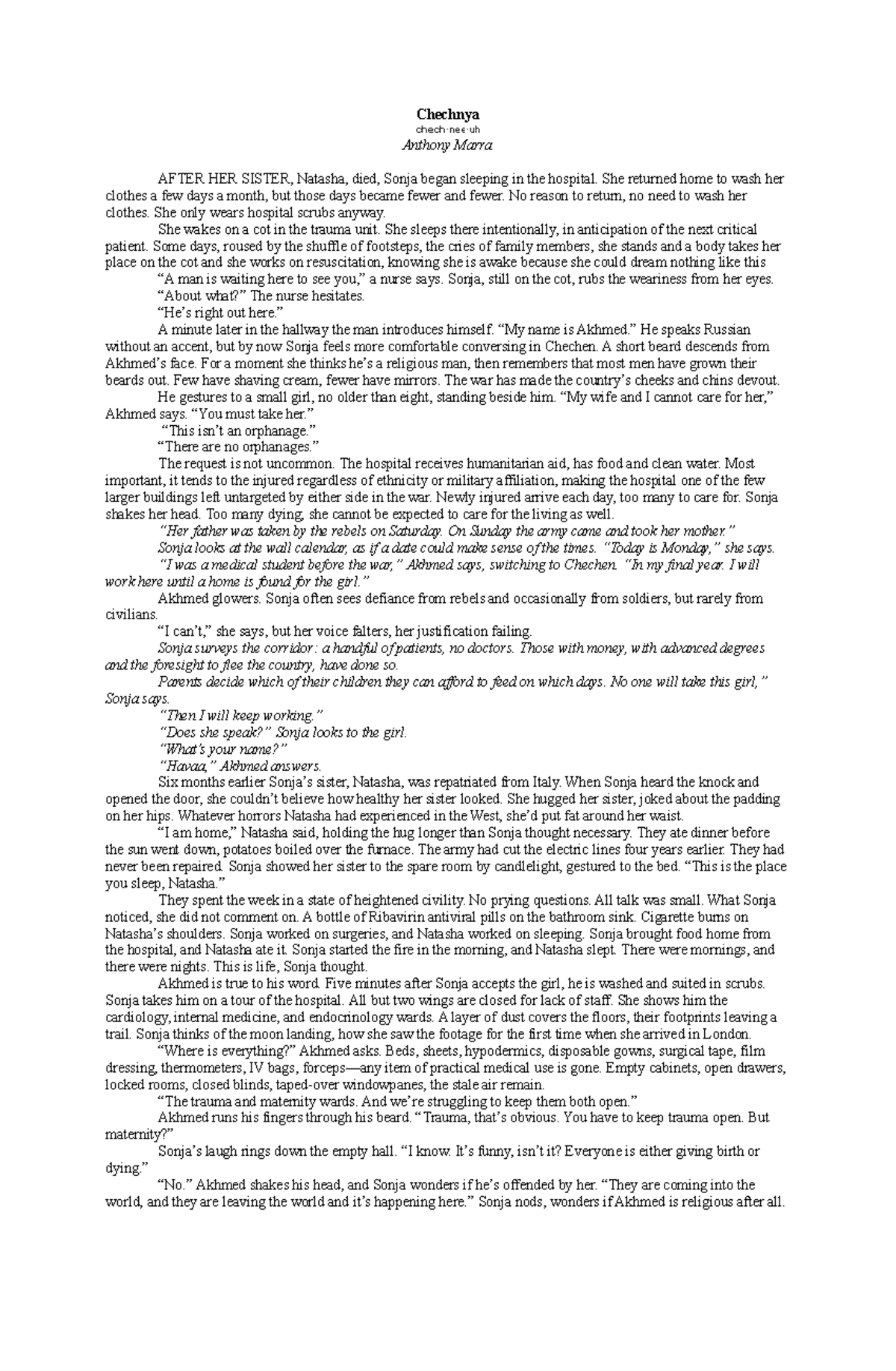 Chechnyareading 1 Used to enhance reading comprehension Chechnya