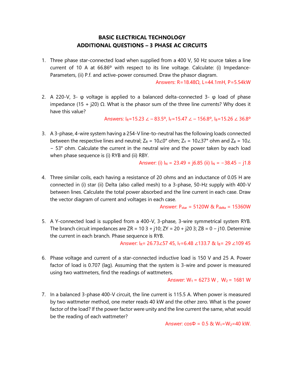 3Phase ACCircuits Practice Problems - BASIC ELECTRICAL TECHNOLOGY ...