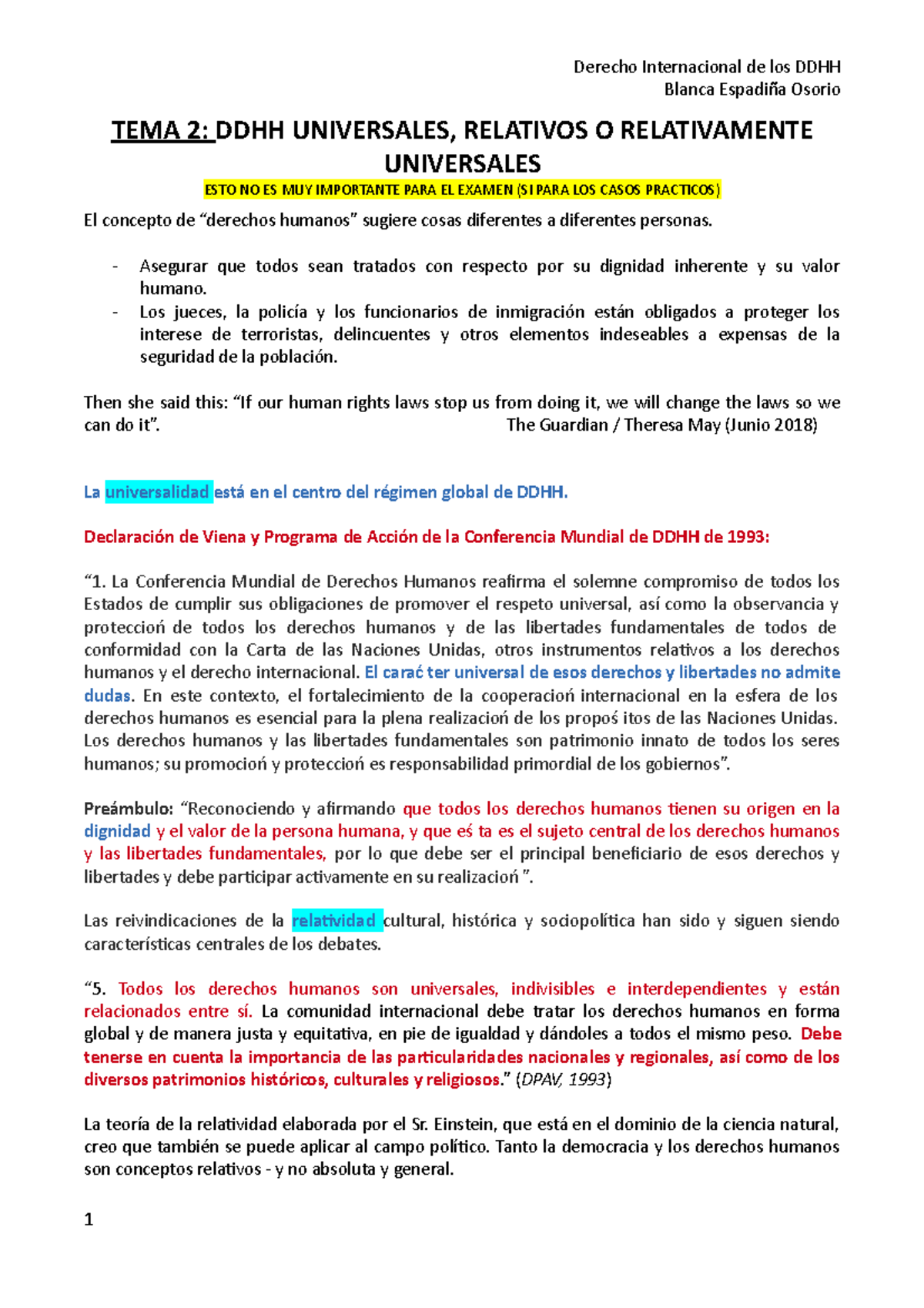 Apuntes Tema 2 DDHH - Blanca Espadiña Osorio TEMA 2: DDHH UNIVERSALES ...