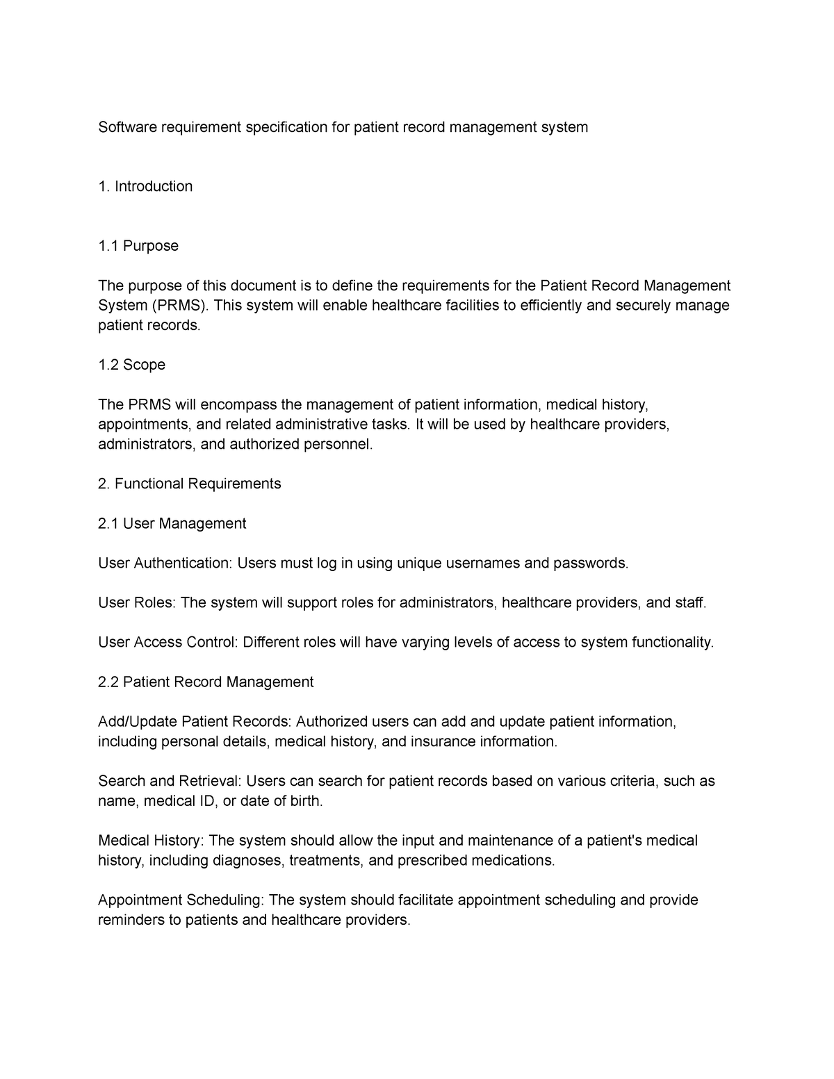 SRS DOC - Software requirement specification for patient record ...