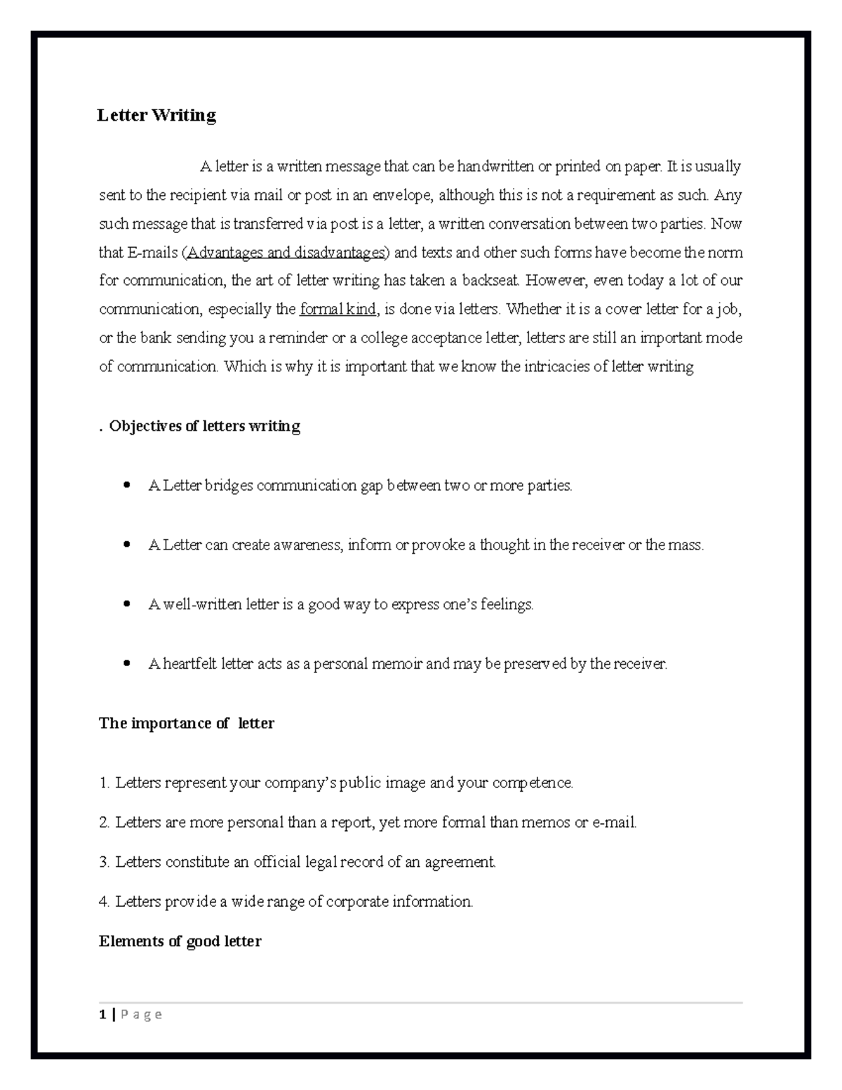 Letter Writing - It is usually sent to the recipient via mail or post ...