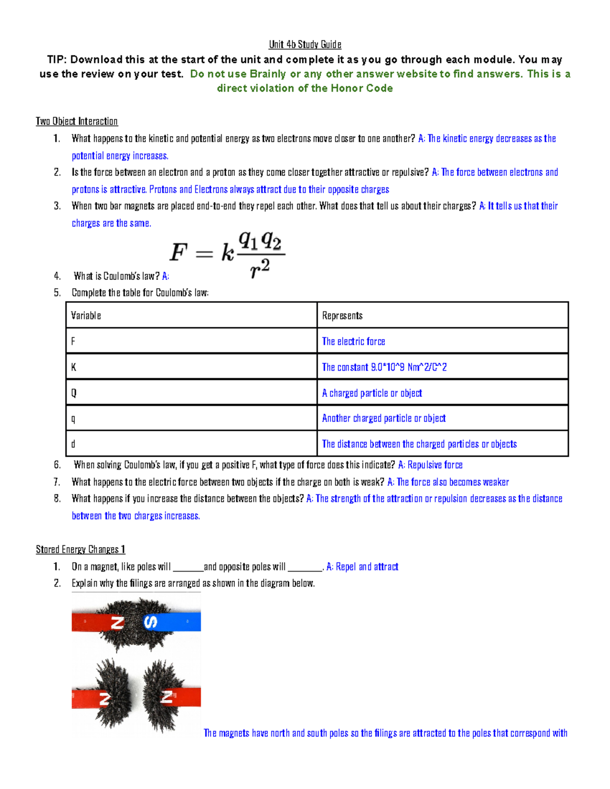 U4b Energy And Forces Study Guide - Unit 4b Study Guide TIP: Download ...