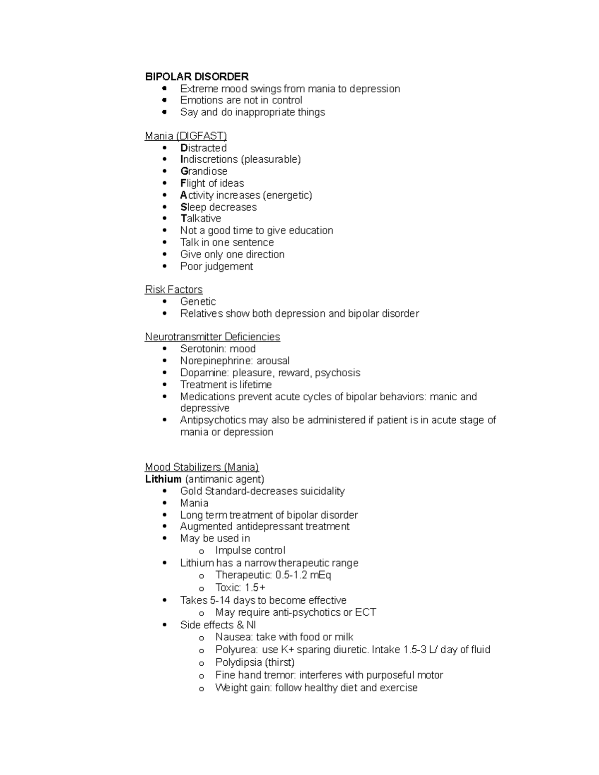 Bipolar Disorder - BIPOLAR DISORDER Extreme mood swings from mania to ...