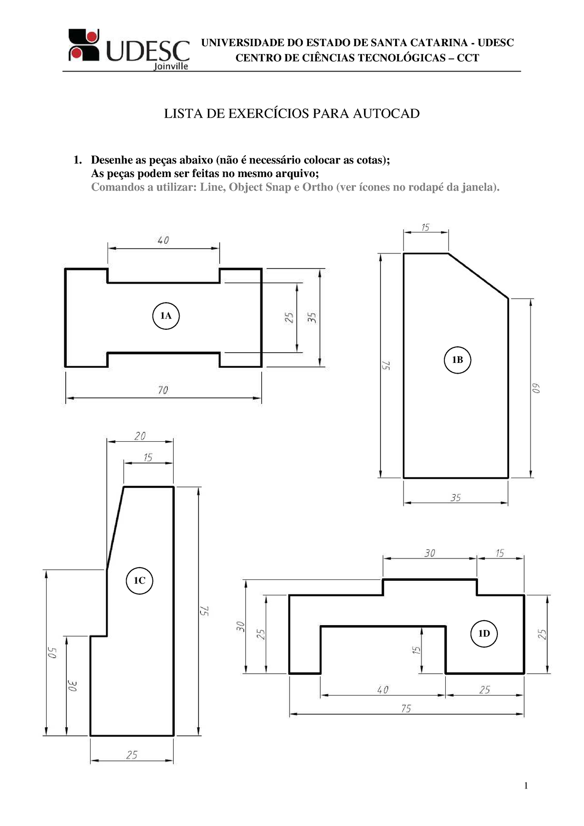 Lista De Exercícios 05 Peças Desenhadas Em Autocad Lista De