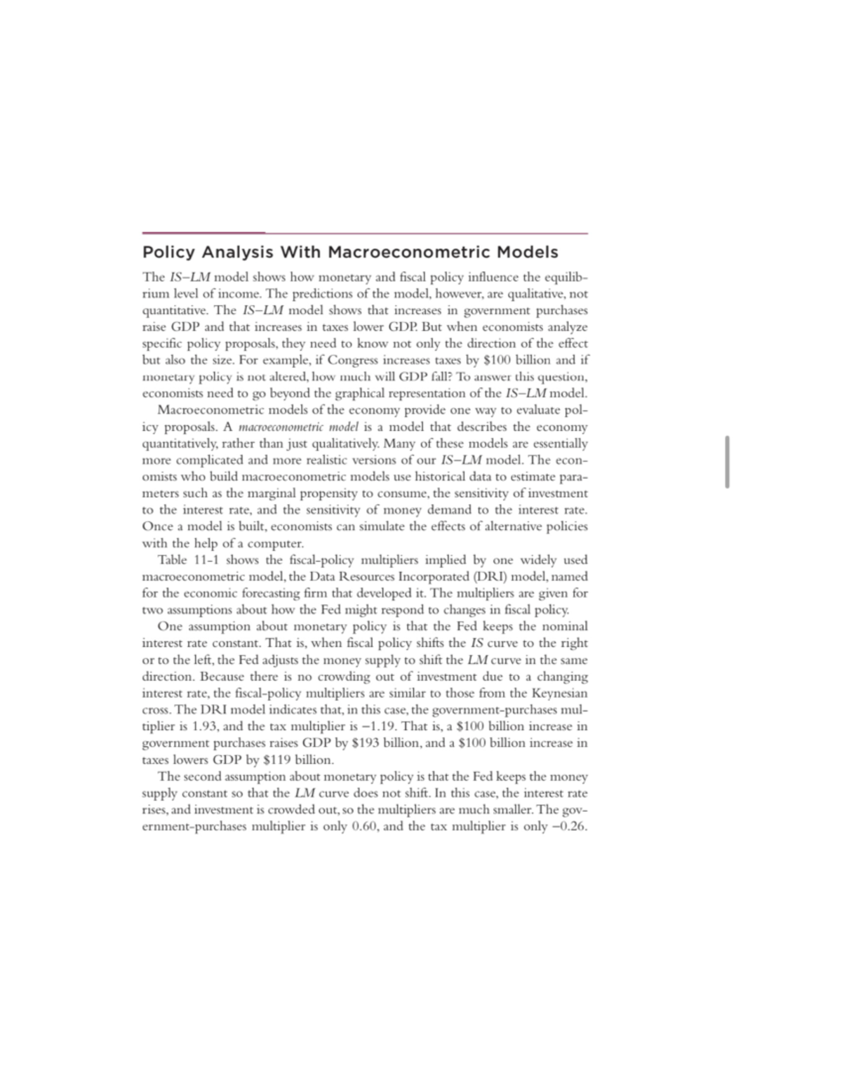 Policy Analysis With Macroeconometric Models - MACRO ECONOMICS - Studocu