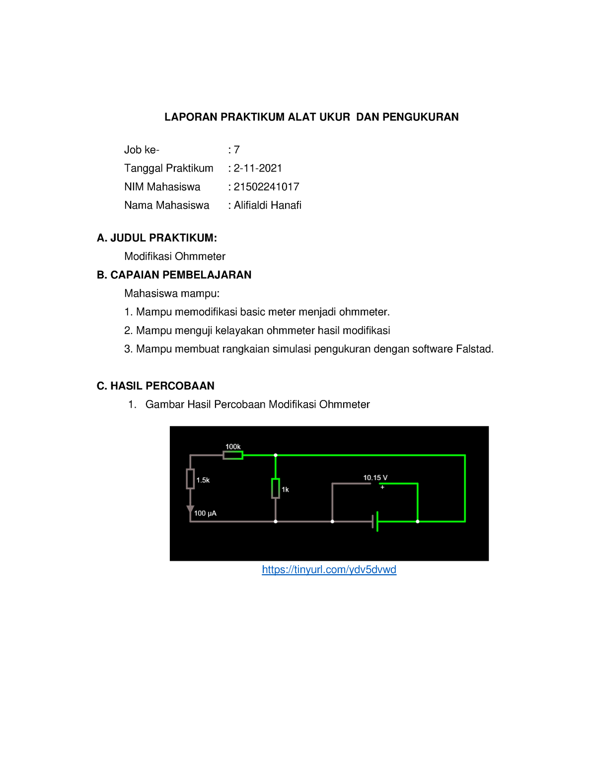 Laporan Praktikum Alat Ukur Dan Pengukuran Modifikasi Ohmmeter ...