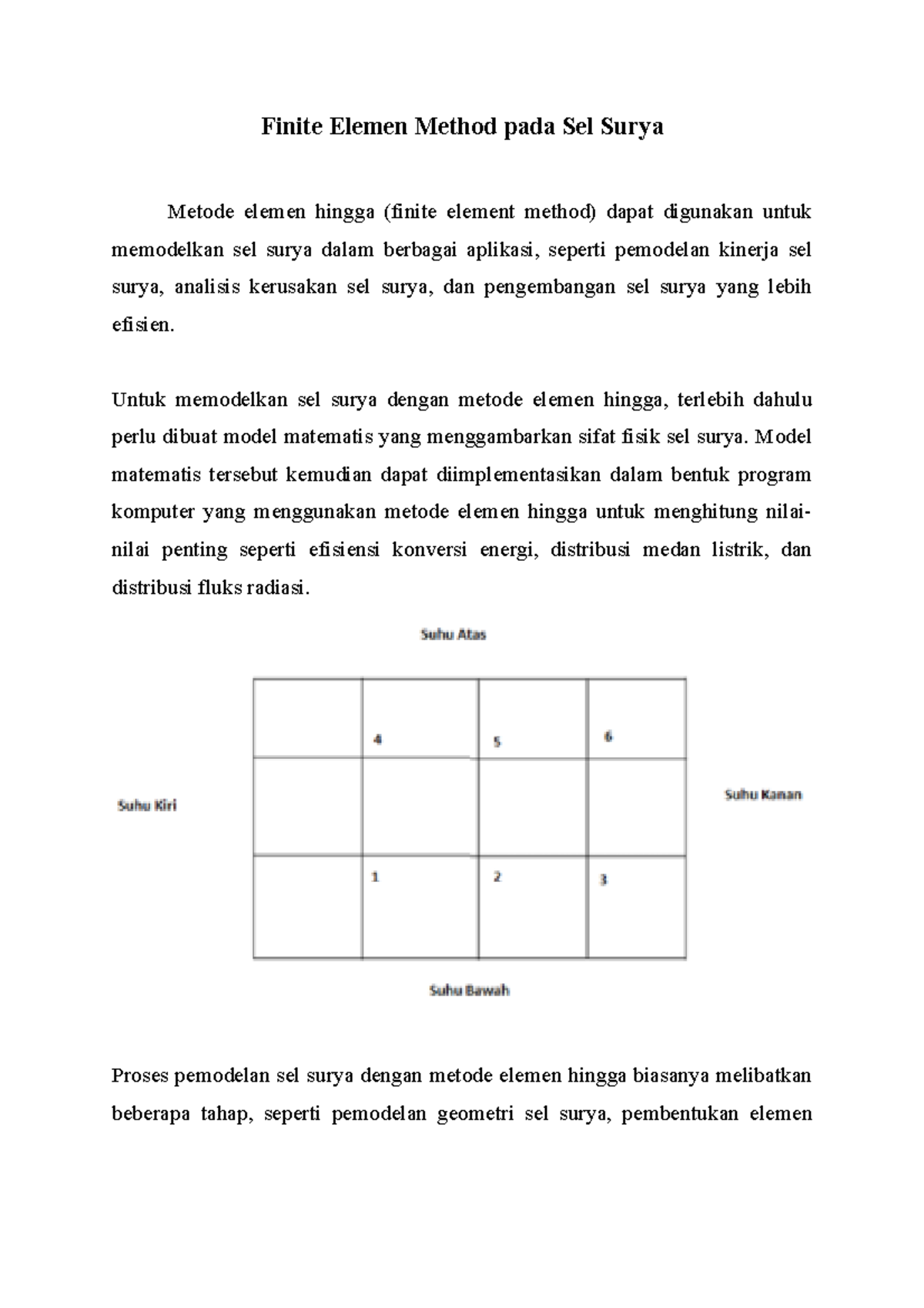 Finite Elemen Method pada Sel Surya - Untuk memodelkan sel surya dengan ...