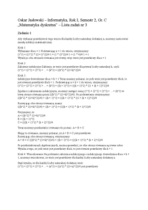 Matematyka Dyskretna Lista Zadań 3 Rafał łabuński Matematyka