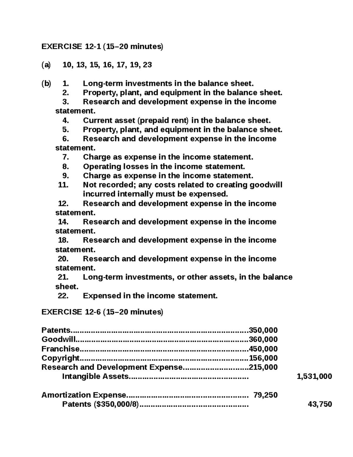 Additional practice - EXERCISE 12-1 (15–20 minutes) (a) 10, 13, 15, 16 ...