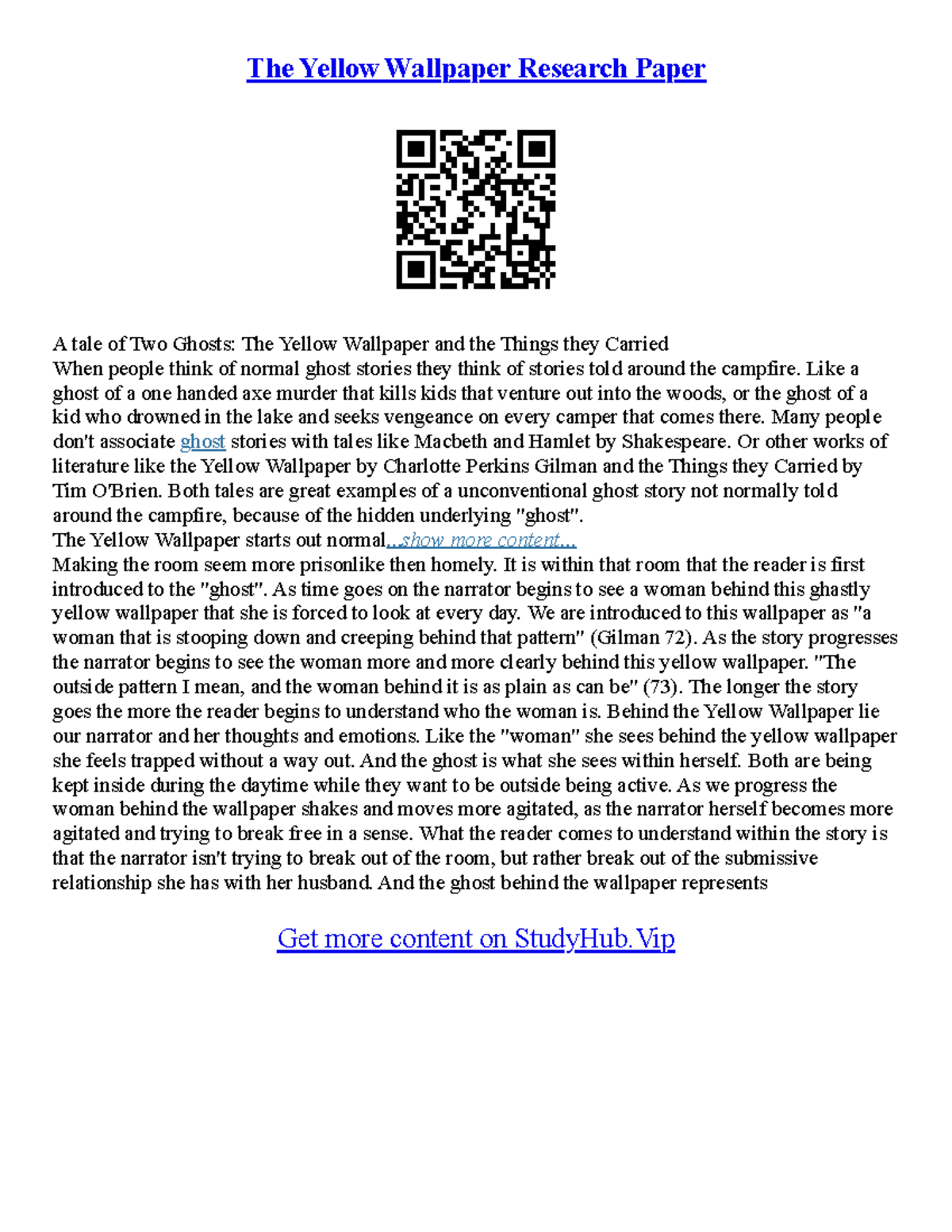 The Yellow Wallpaper Essays The Yellow Wallpaper Research Paper A