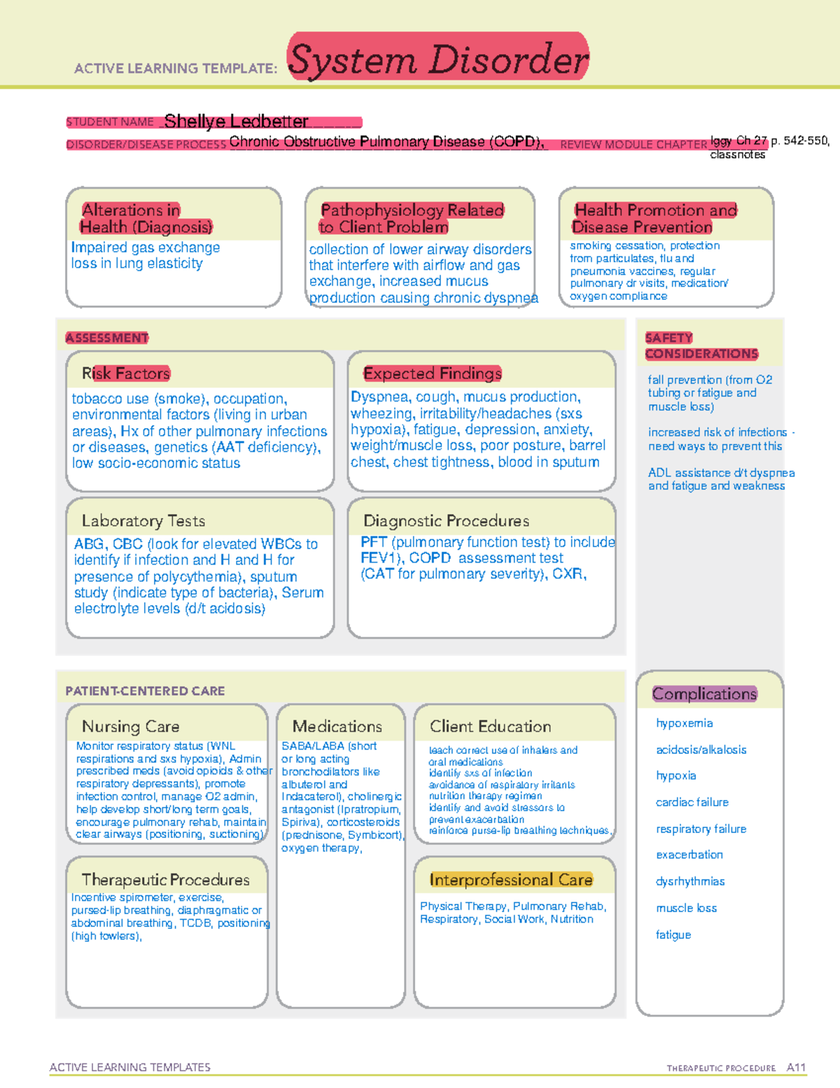 ATI System Disorder Template COPD ACTIVE LEARNING TEMPLATES