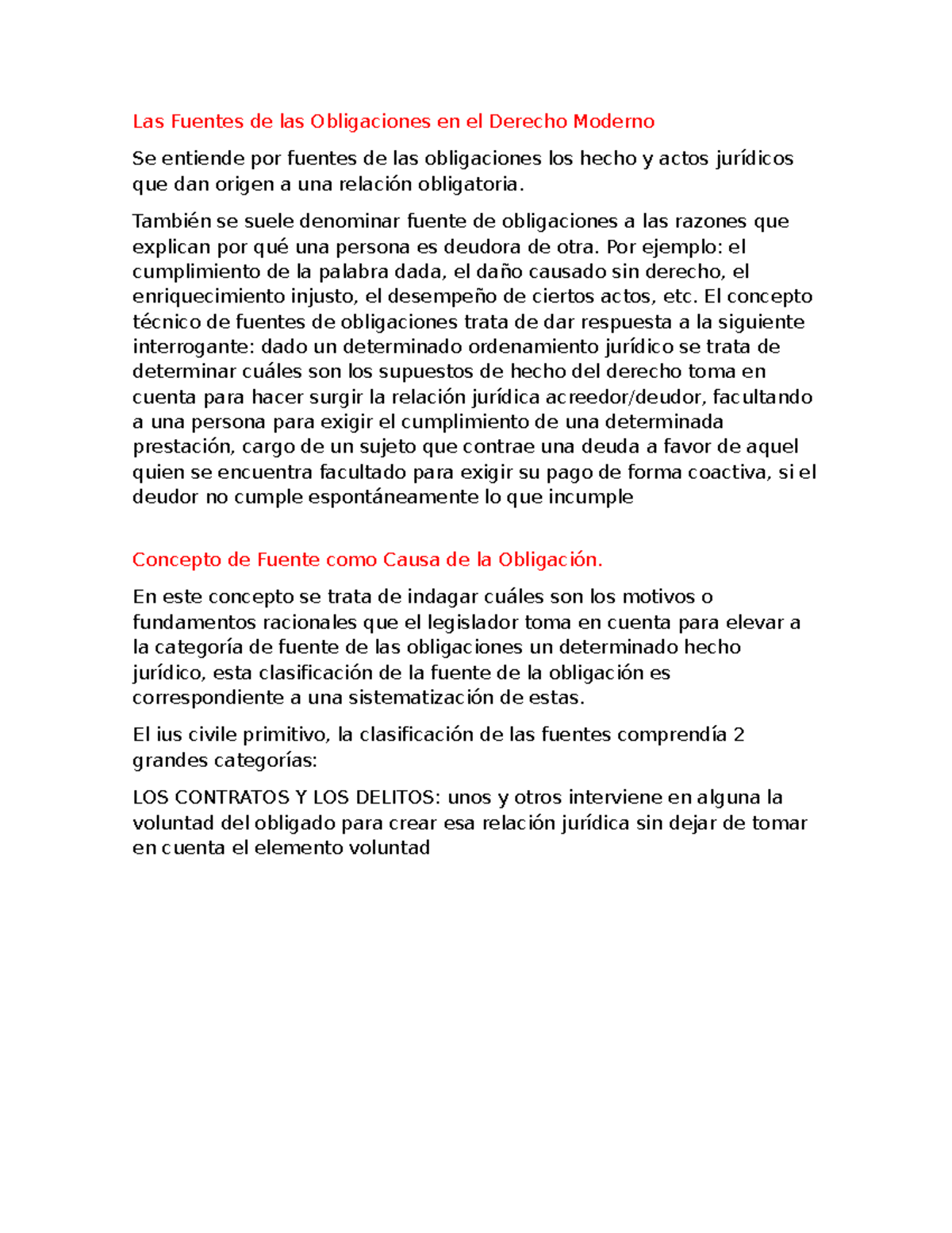 Clase 4 - apuntes - Las Fuentes de las Obligaciones en el Derecho ...