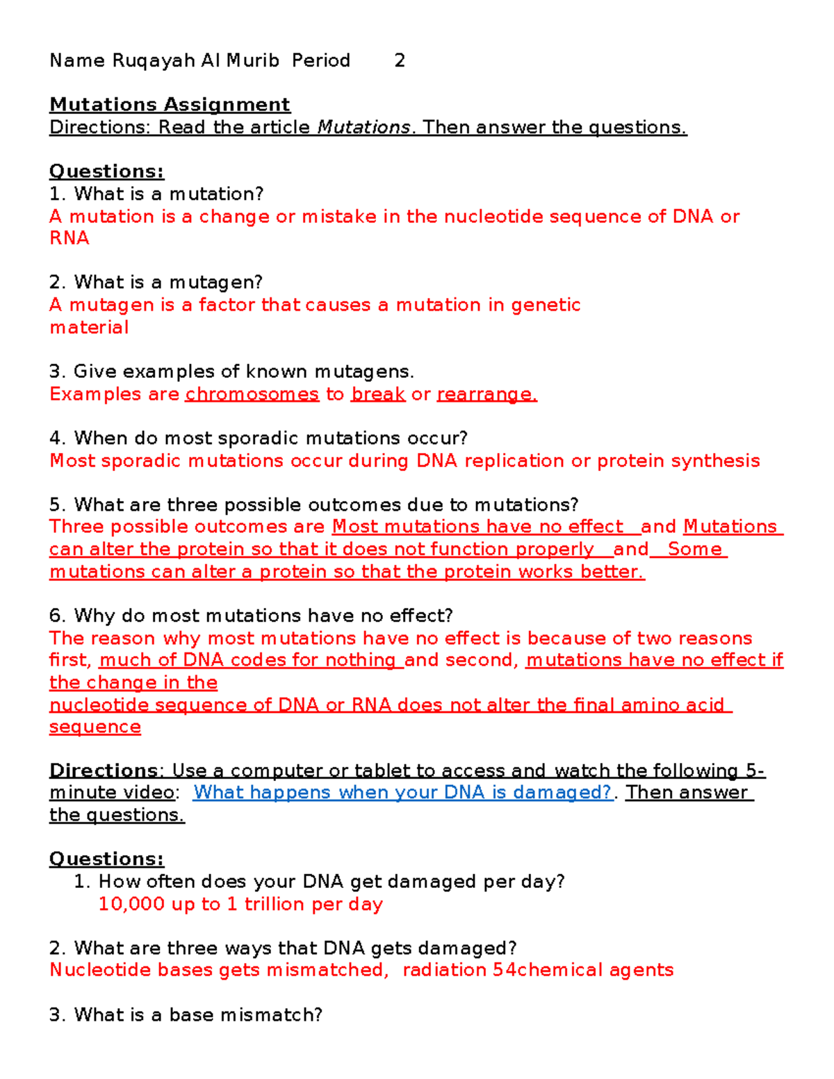 Mutations Assignment (Auto Recovered) - Name Ruqayah Al Murib Period 2 ...