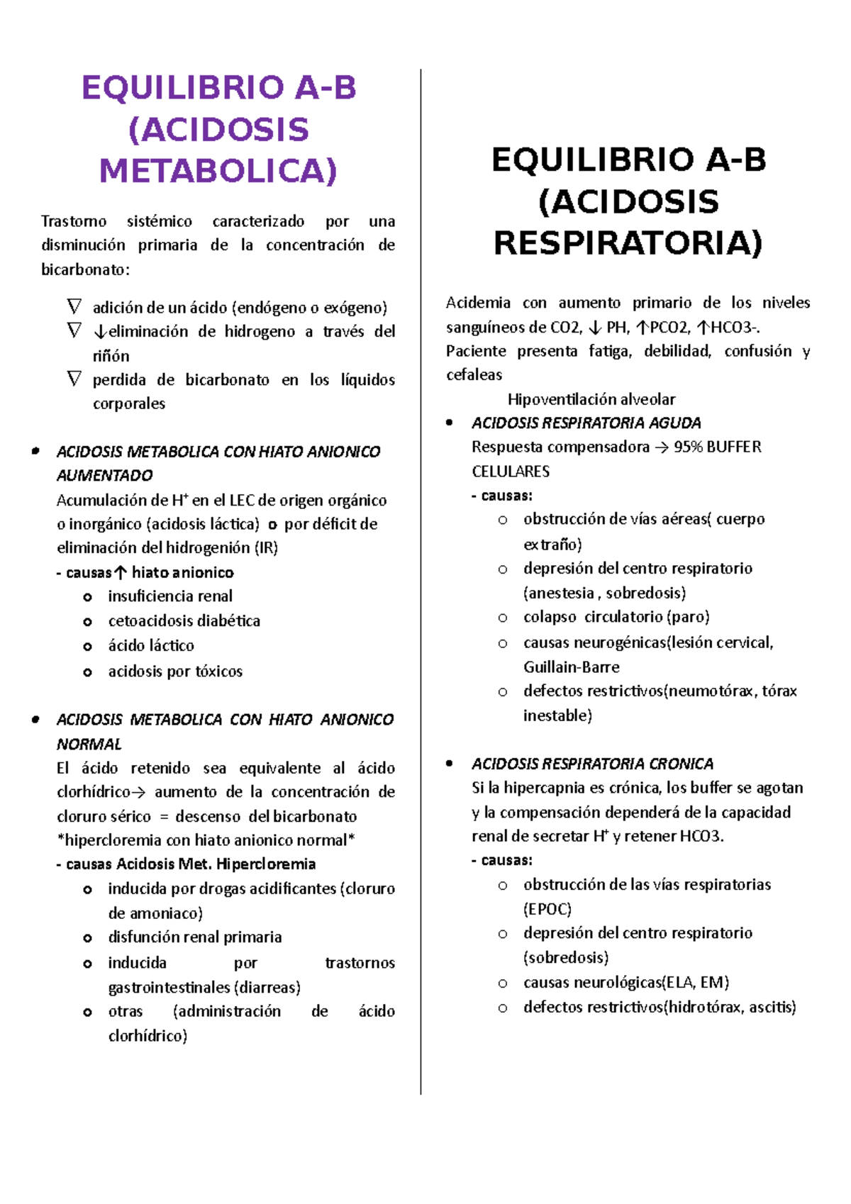 Equilibrio A-B Acidosis - Semiología Médica - EQUILIBRIO A-B (ACIDOSIS ...