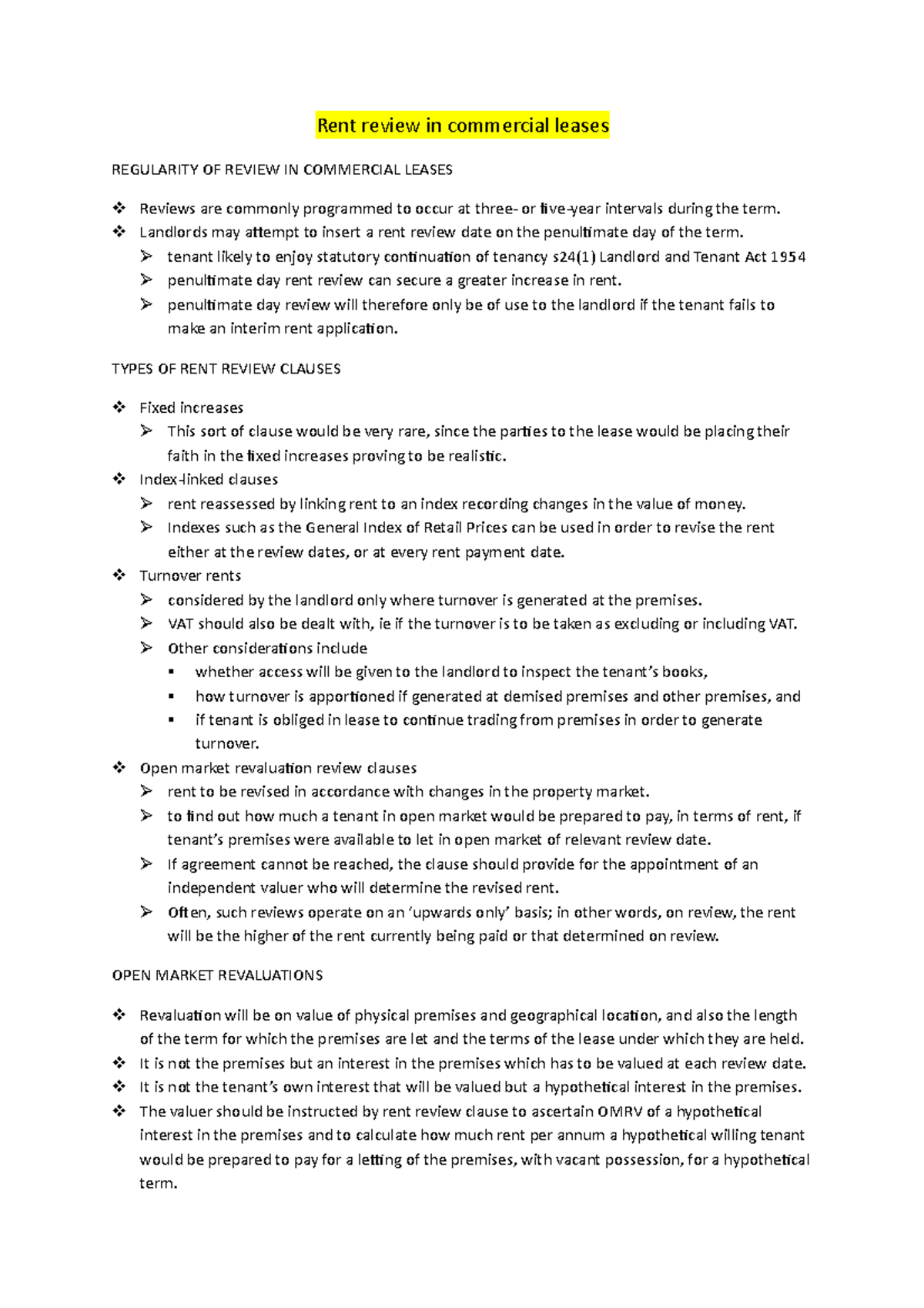Rent Review in Commercial leases - Rent review in commercial leases ...