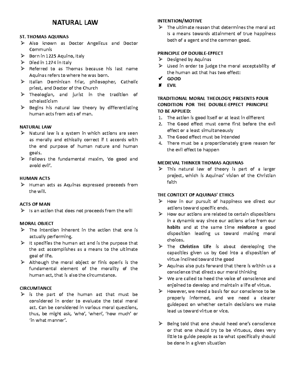 Natural law - ethics midterms - NATURAL LAW ST. THOMAS AQUINAS Also ...