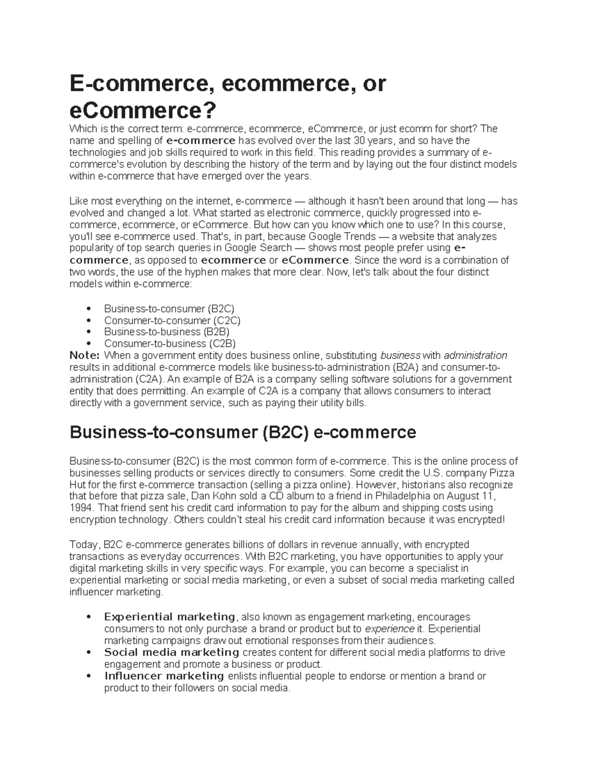 E-Commerce Types - it is the Tutorial work for the e commerce ...