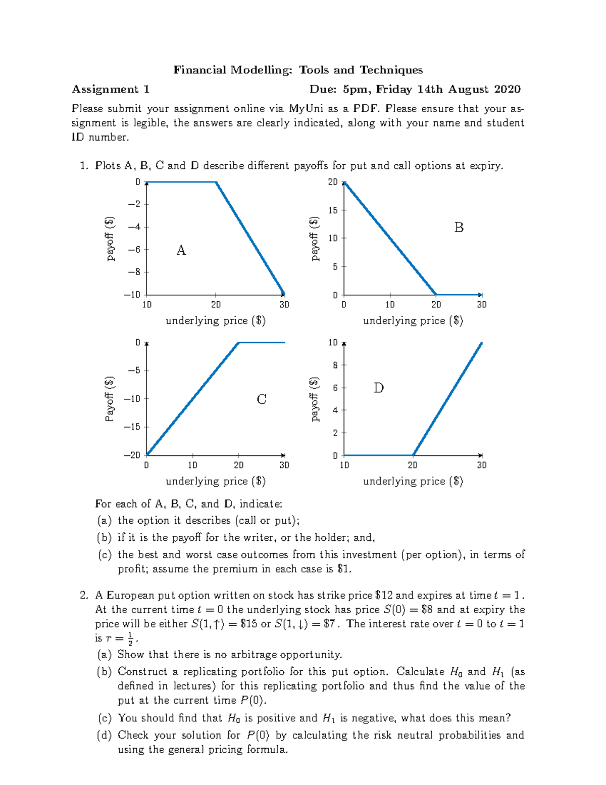 financial modelling assignment