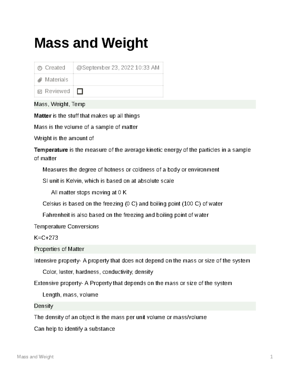 Mass and Weight - Prof. Grewal - Mass and Weight 1 Mass and Weight ...