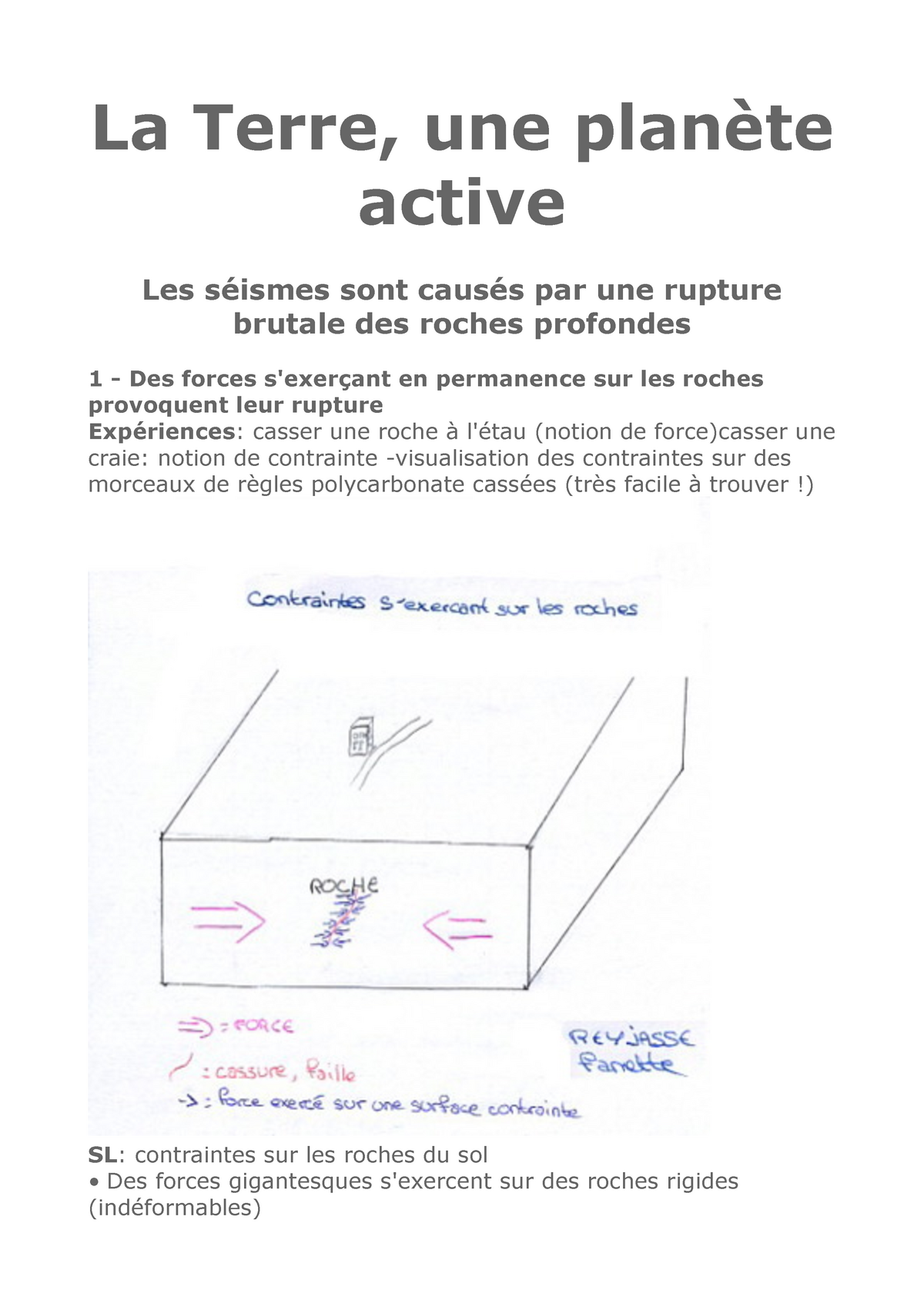 Cours De Svt La Terre Une Planète Active La Terre Une Planète Active Les Séismes Sont 0837