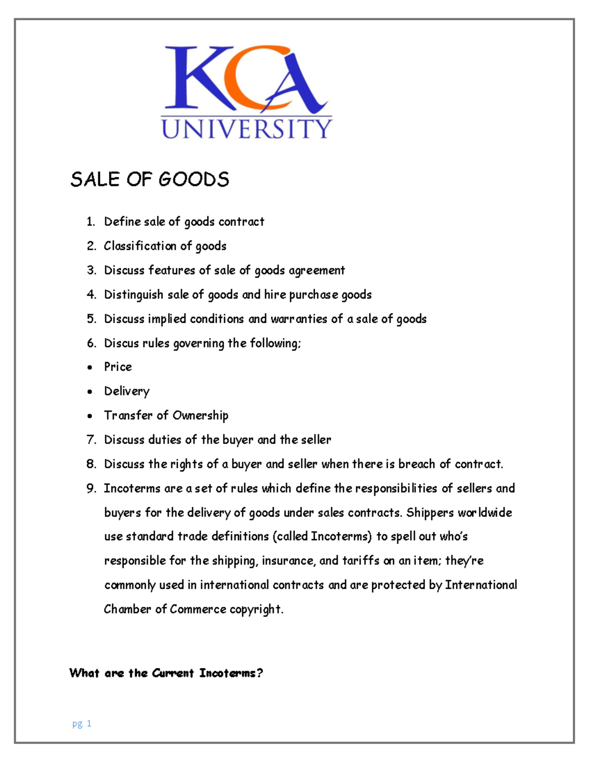 assignment of goods