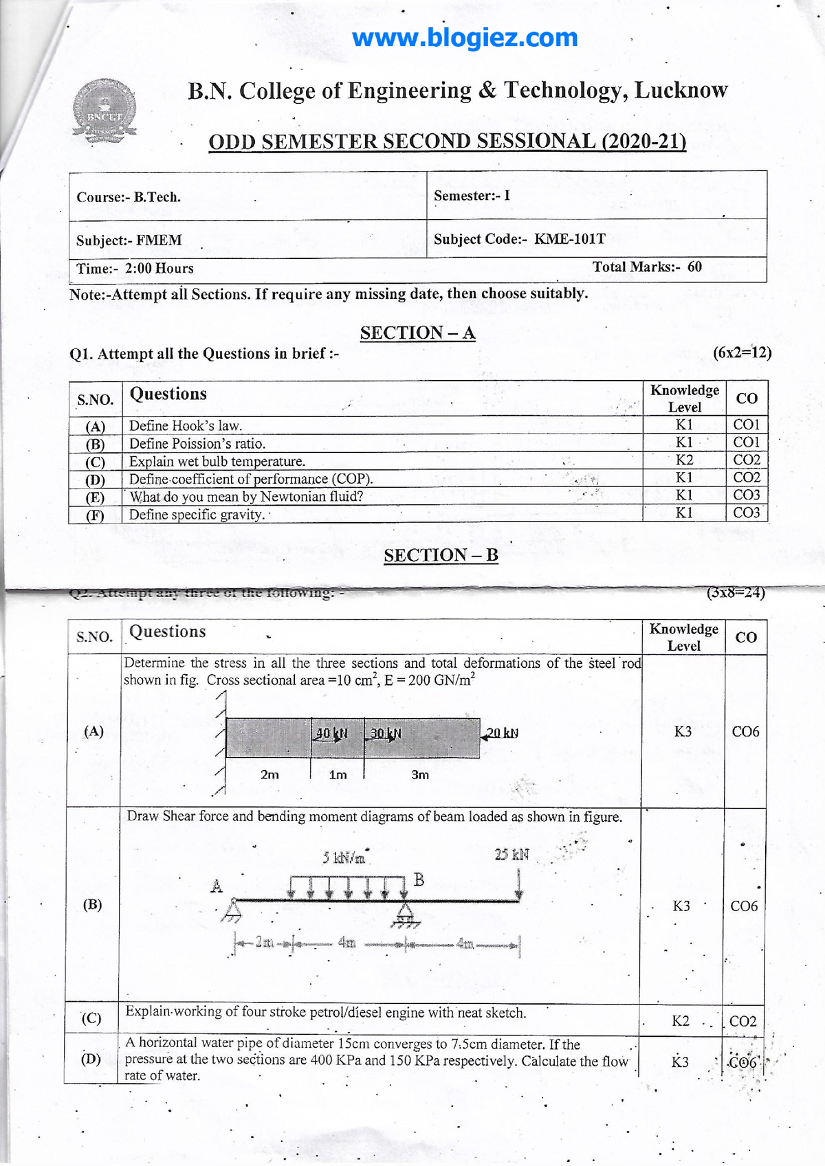 Important Questions 2 - B.tech - Studocu