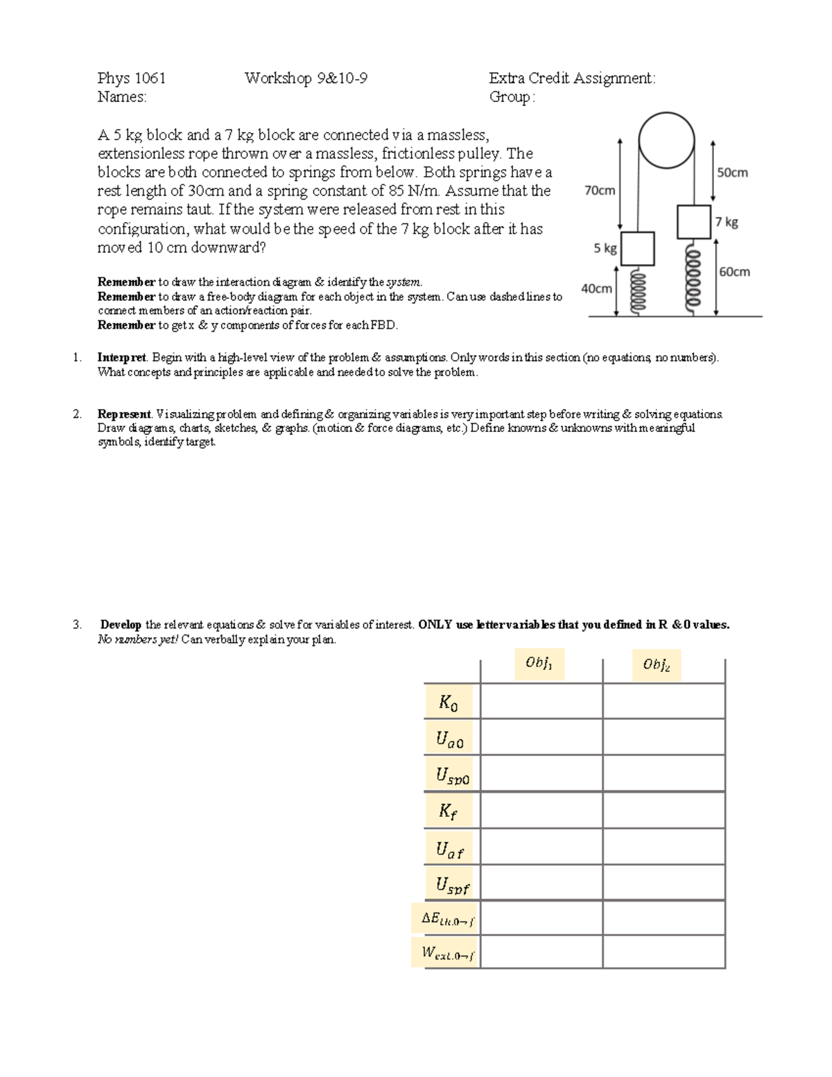 Ch09%2610-Workshop Problem+9%2610-9 - Phys 1061 Workshop 9& 10 - 9 ...
