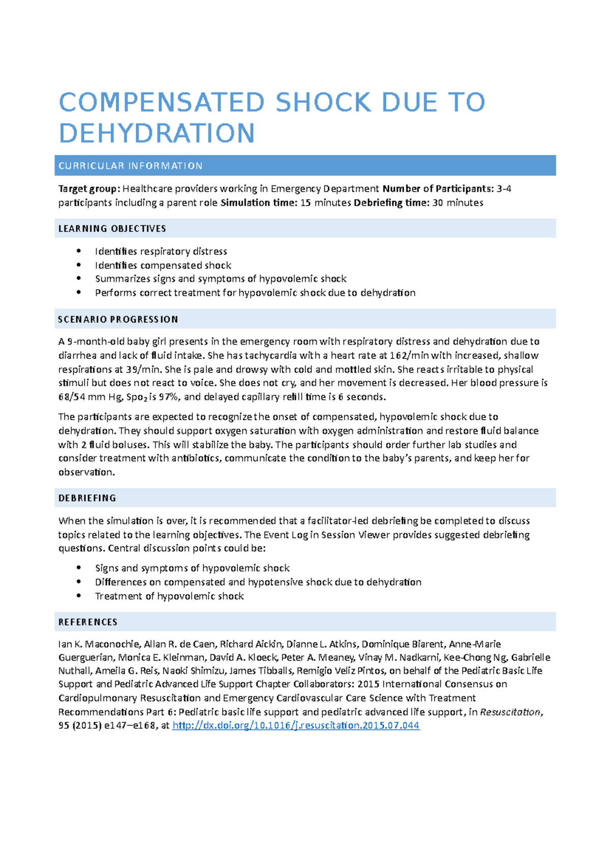 Compensated Shock Due to Dehydration - COMPENSATED SHOCK DUE TO ...