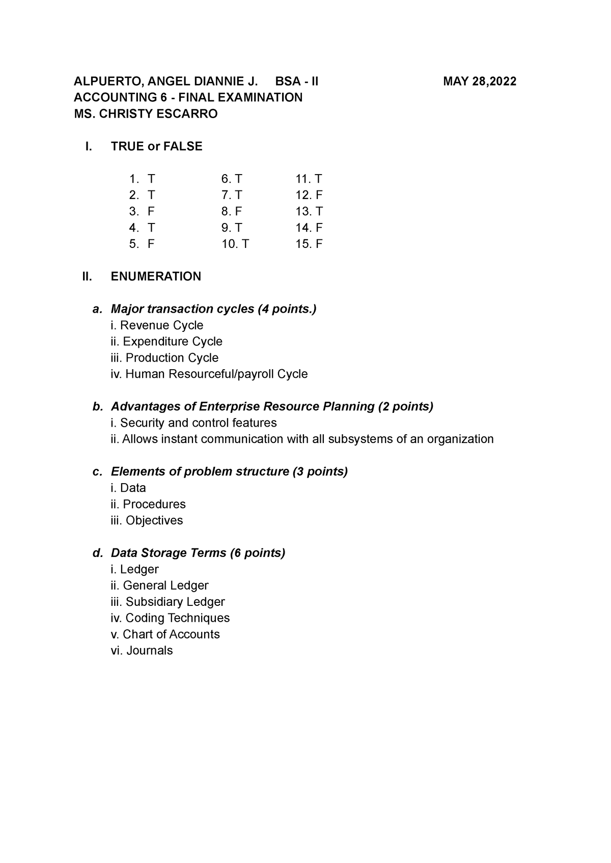 Acctg 7 - Final EXAM - ALPUERTO, ANGEL DIANNIE J. BSA - II MAY 28 ...