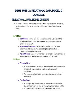 DBMS Unit-1 & 2 Complete notes - Unit I: Introduction 9 lecture hours ...