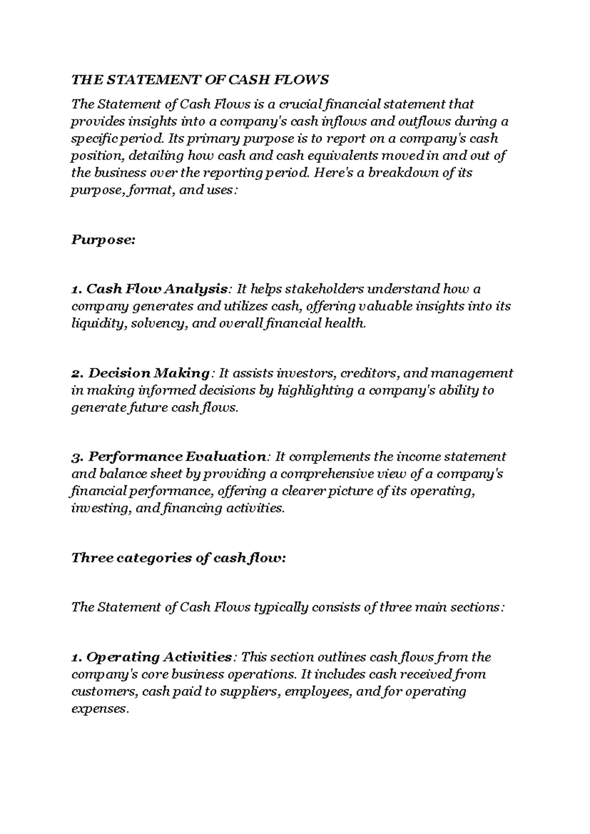 THE Statement OF CASH Flows - THE STATEMENT OF CASH FLOWS The Statement ...