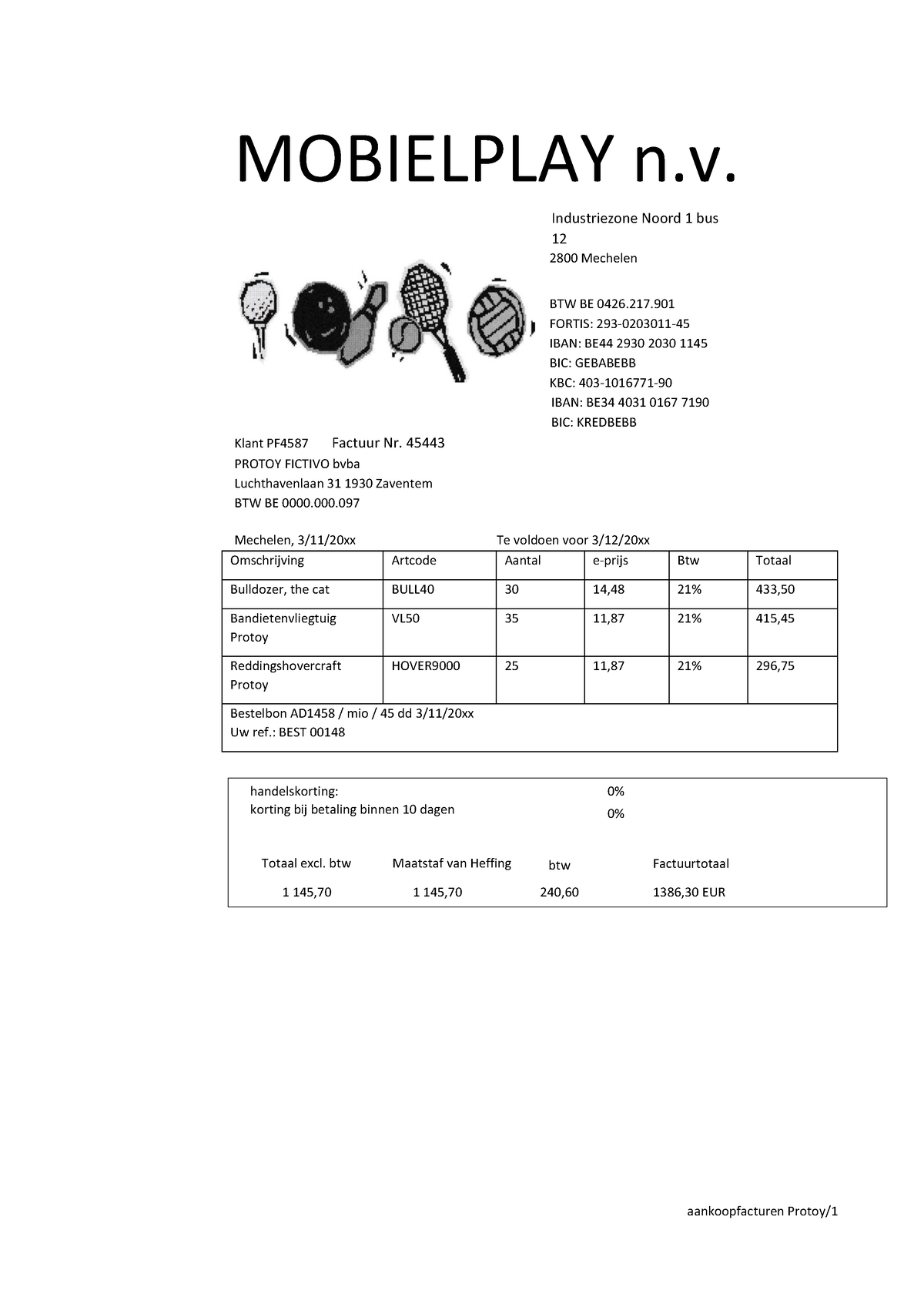 Aankoopfacturen Protoy - MOBIELPLAY N. Industriezone Noord 1 Bus 12 ...