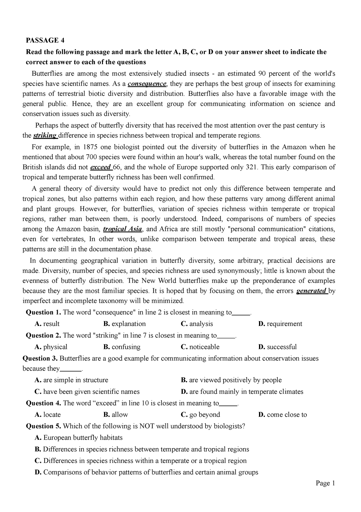 Passage 4 - ENG - Page 1 PASSAGE 4 Read The Following Passage And Mark ...