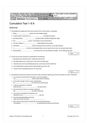 Sol3e Preint Progress Test Answer Keys A PDF - Progress Test Answer ...