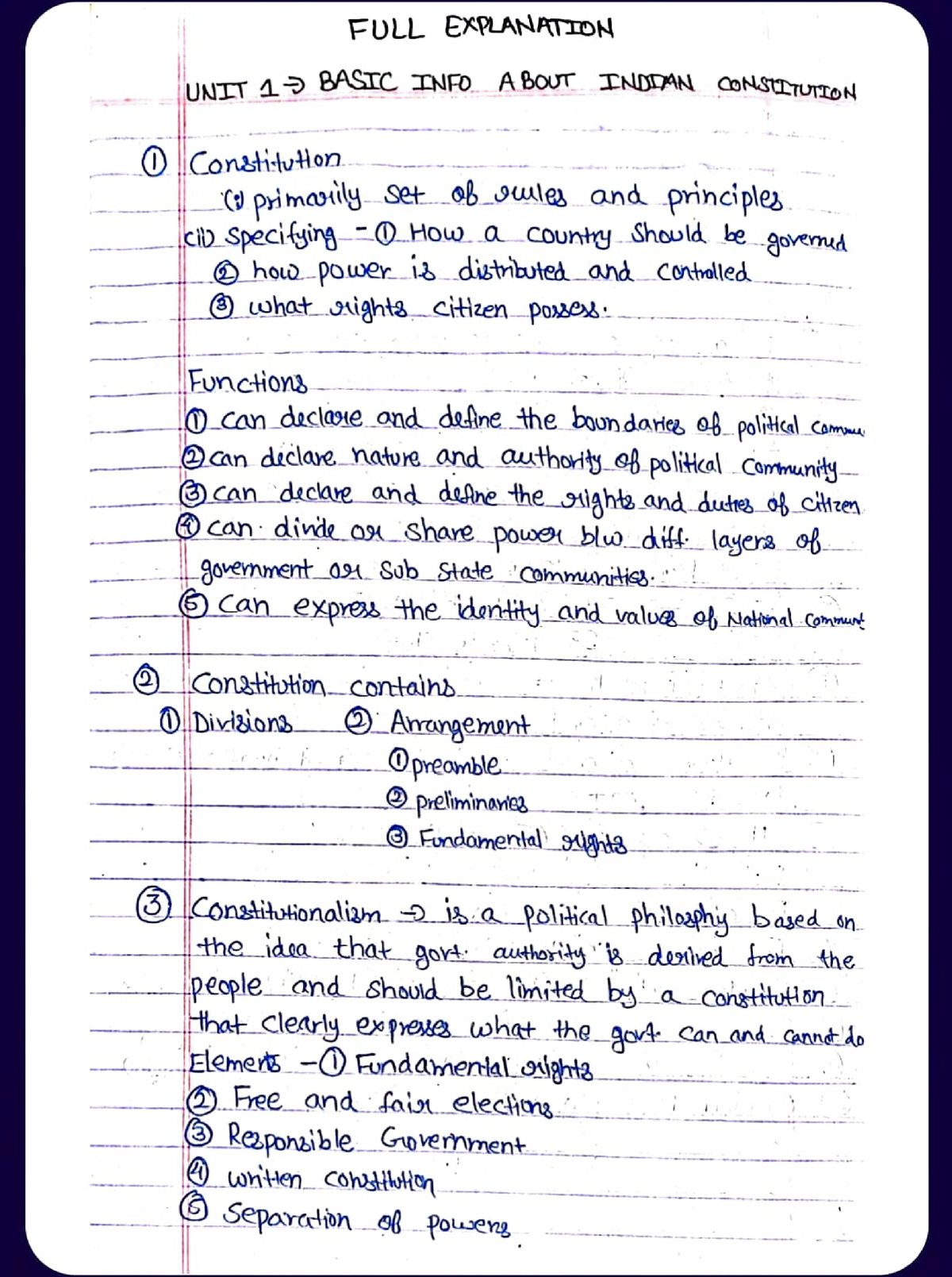 CILE Unit 1 Notes - UNIT 1 BASTC INFO ABoOUT TNDIAN oNSTTUTON FULL ...