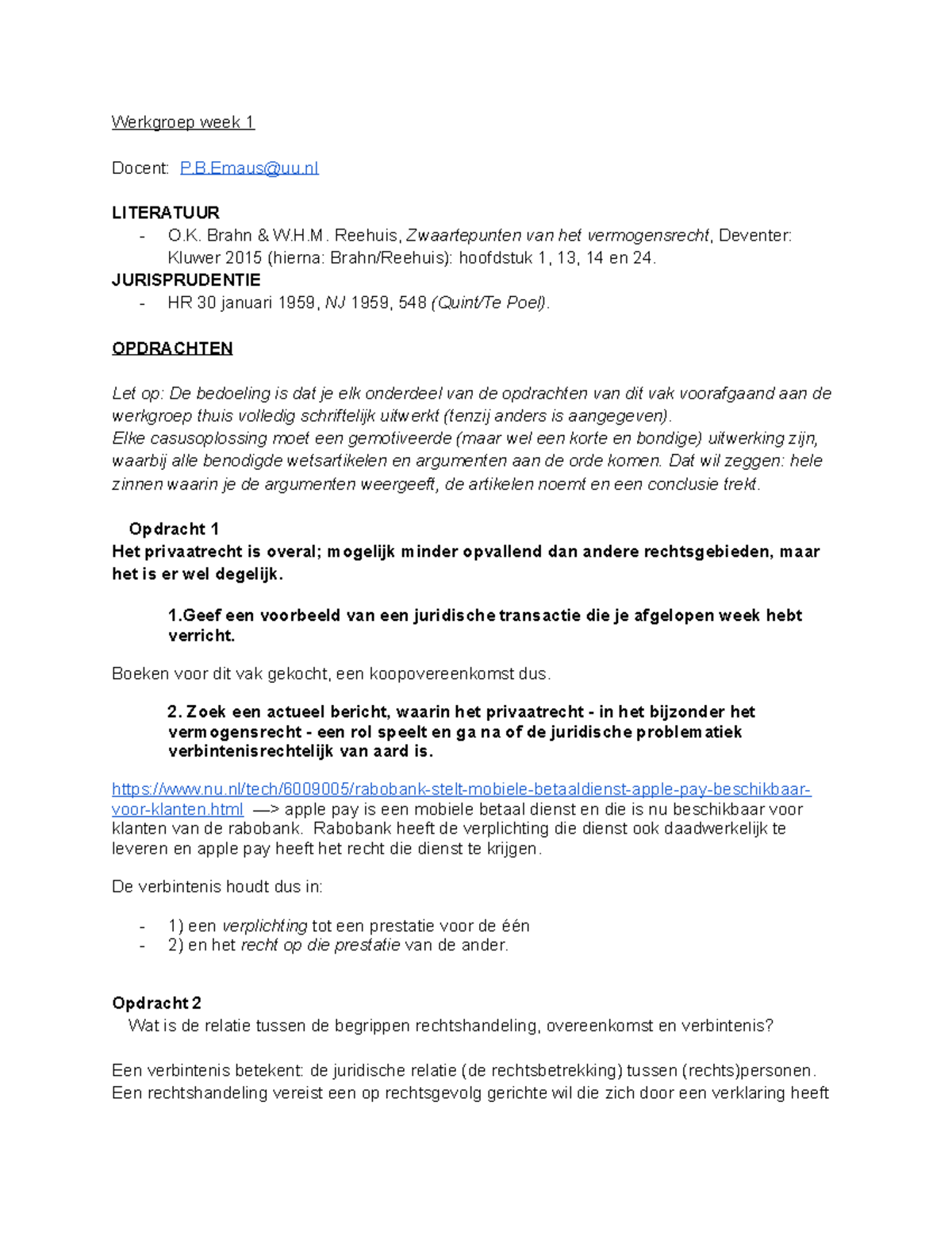 Werkgroep Week 1 - Jaar 2019-2020 - Werkgroep Week 1 Docent: P.B@uu ...