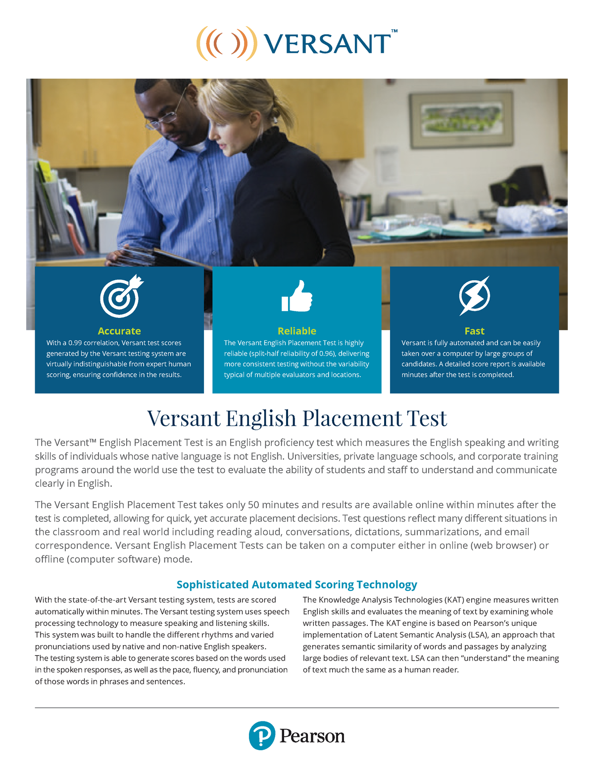 2 VEPT Product Info Sheet Versant English Placement Test The Versant 