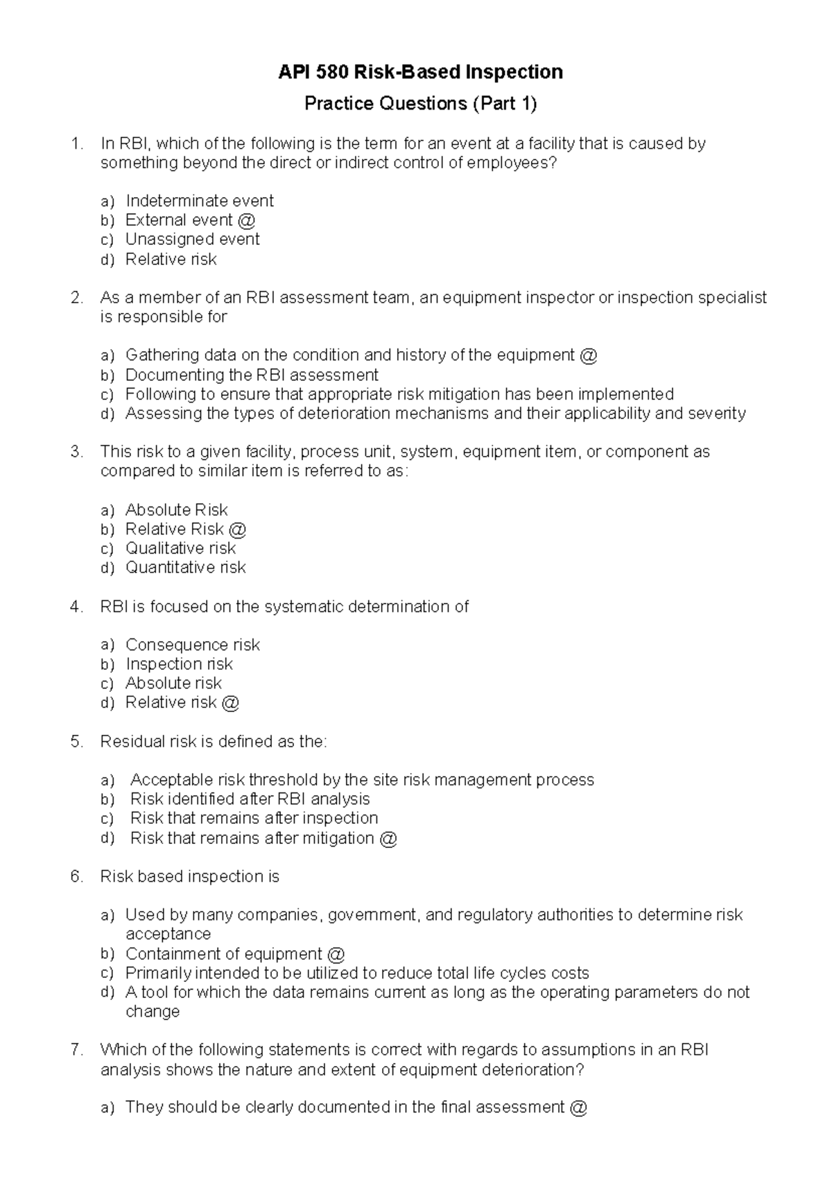 433979248 API 580 Practice Questions Pt 1 - API 580 Risk-Based ...