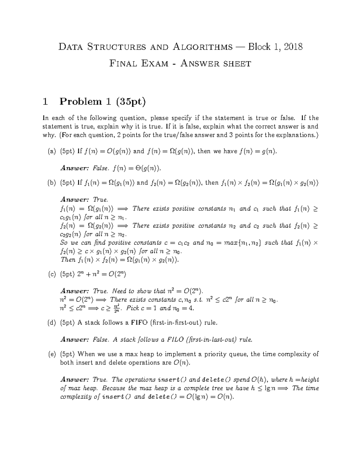 data structures and algorithms assignment solutions