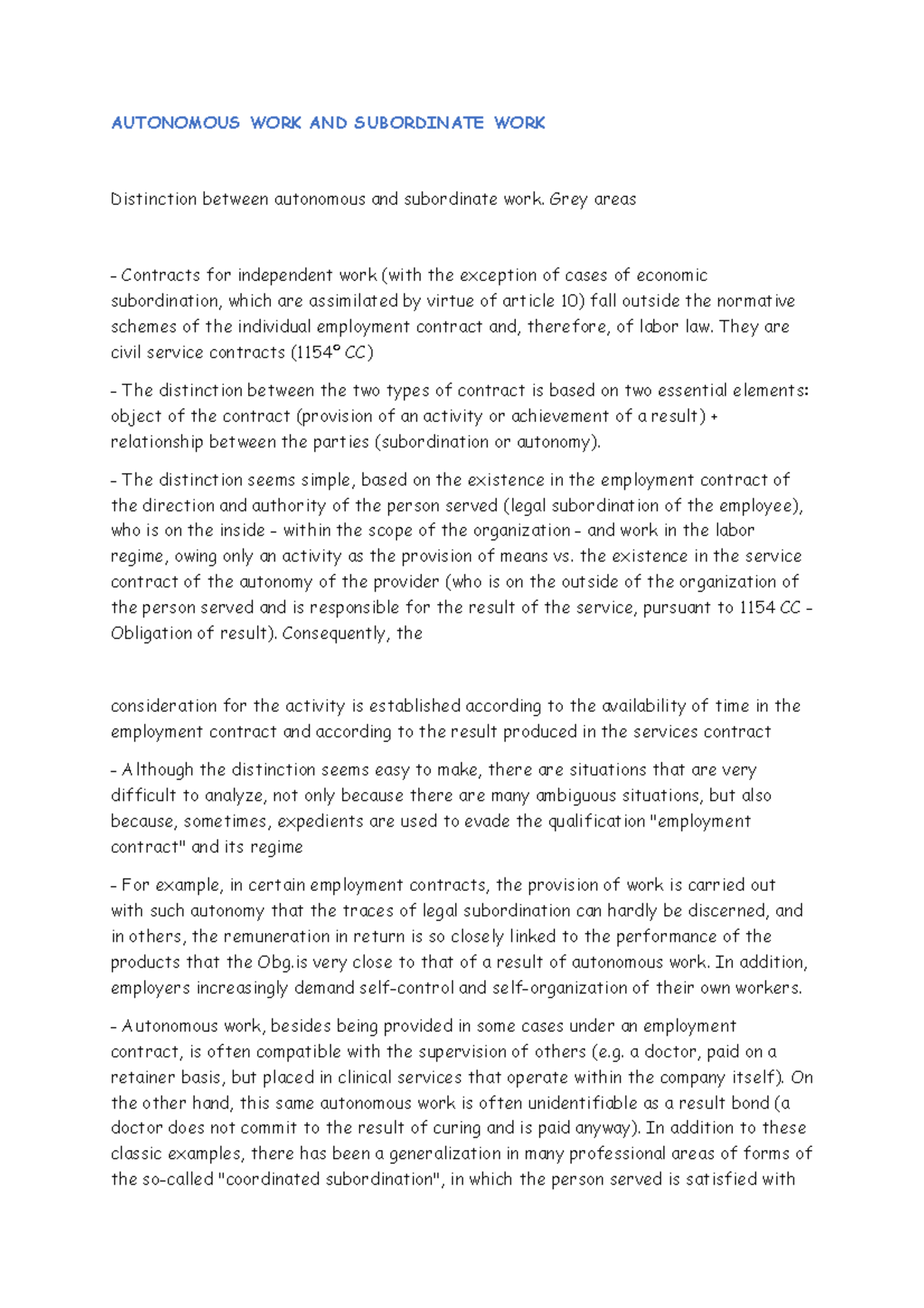 Autonomous WORK AND Subordinate WORK 10 - AUTONOMOUS WORK AND ...