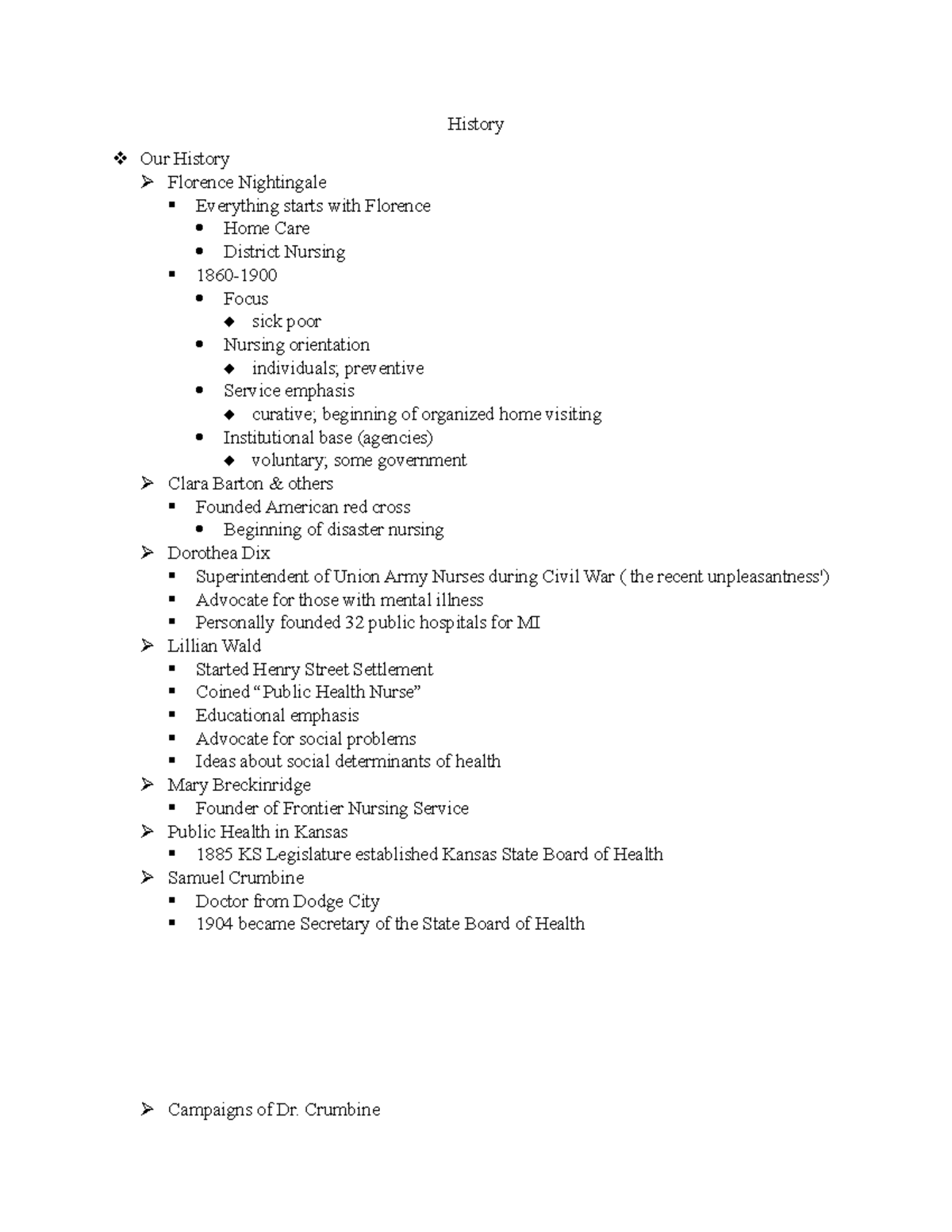 Week 2 Notes - History - History Our History Florence Nightingale ...