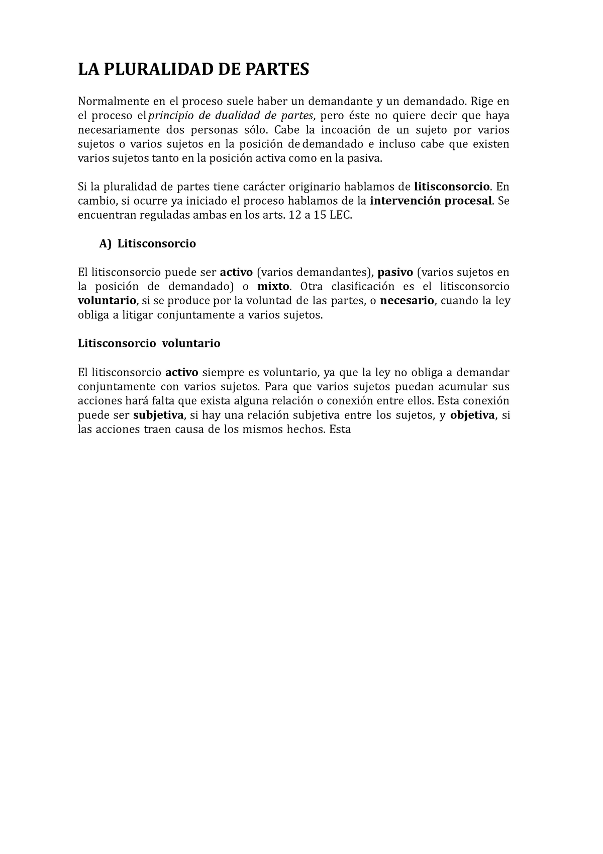 La Pluralidad De Las Partes - Procesal Civil - LA PLURALIDAD DE PARTES ...