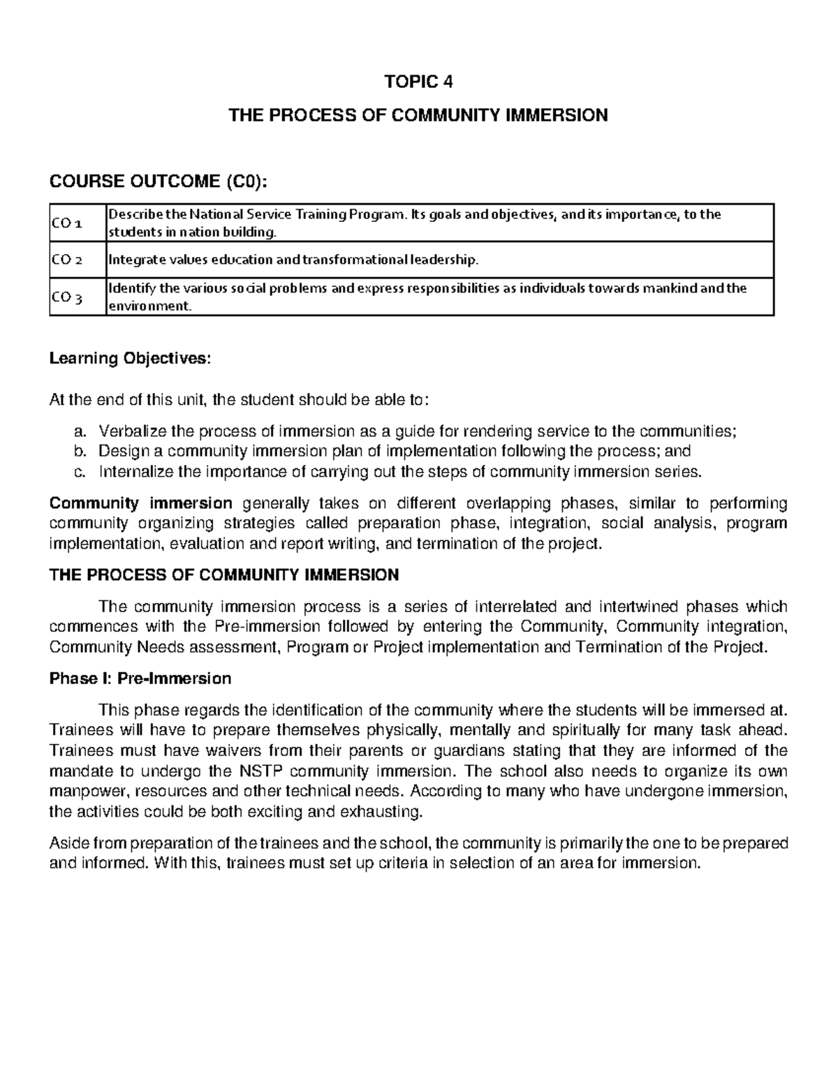 NSTP Topic 4 Computer Science Student s Guide TOPIC 4 THE PROCESS 